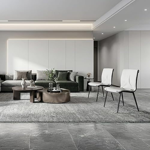 Miniatura 5 de Juego de 2 sillas de comedor modernas con funda de piel sintética extraíble y patas de metal, almohadillas antideslizantes, cómodo, impermeable,