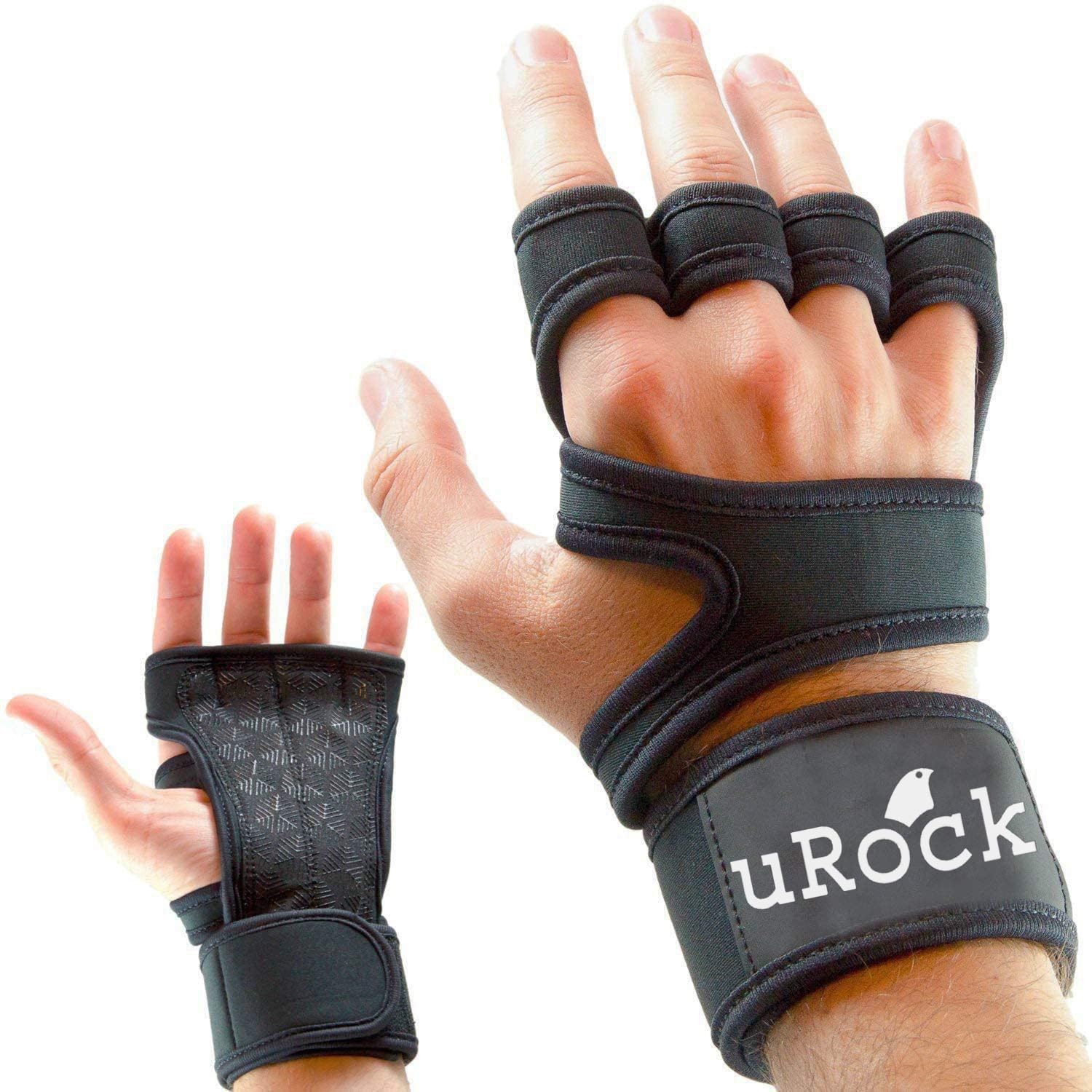 UROCK Sports Ventilated Weightlifting Workout Gloves with Wrist Support for Men and Women | Ideal for Weightlifting, Gym Workout, Pull Ups, Cross Training & More-Free Size-Black-image-36