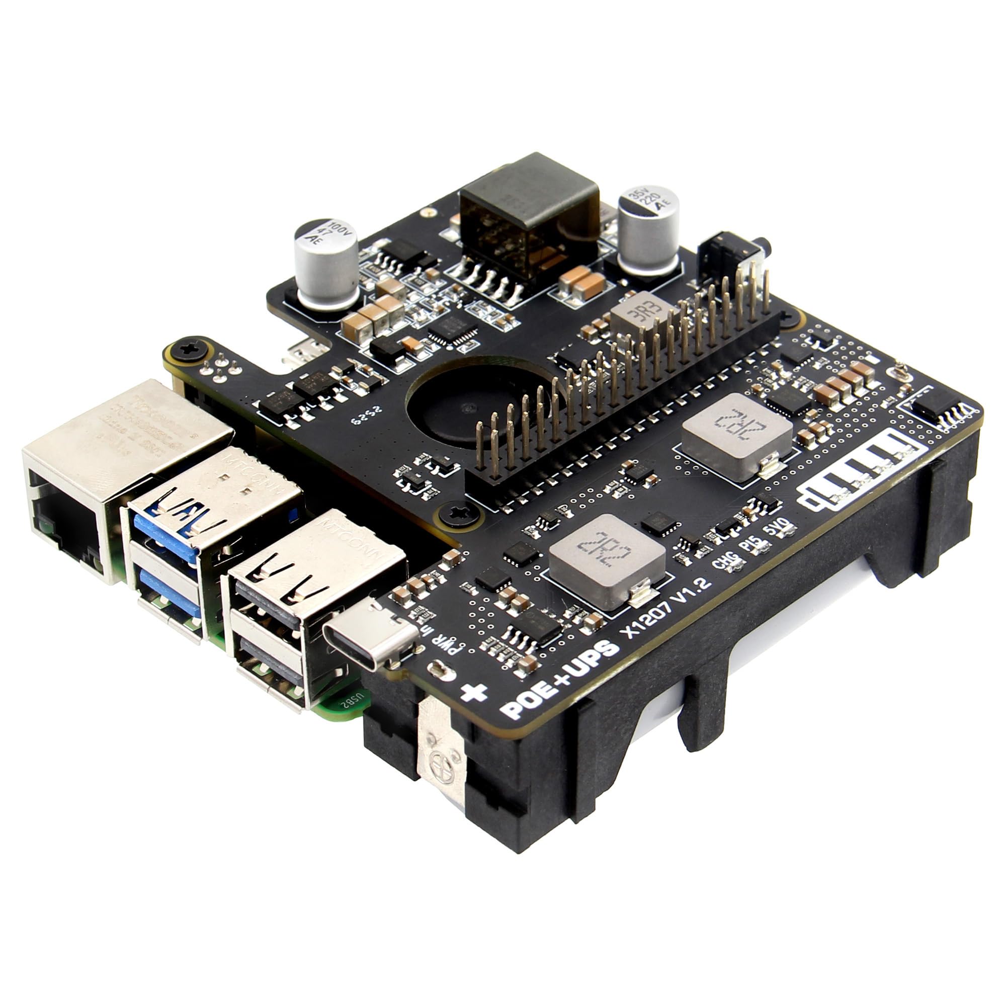 Geekworm X1207 2-in-1 PoE+ & UPS HAT for Raspberry Pi 5 (2/4/8/16GB), IEEE 802.3at 5V 5A Output, Supports Auto Power On, Safe Shutdown and Power Loss Detection-image-42