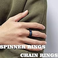 Vista 5 de Anxiety Spinner Ring Set (4 Pcs) - Moon & Star Design Fidget Rings for Women, Stress Relief Rotating Rings in Gold/Rose Gold/Black/Silver, US