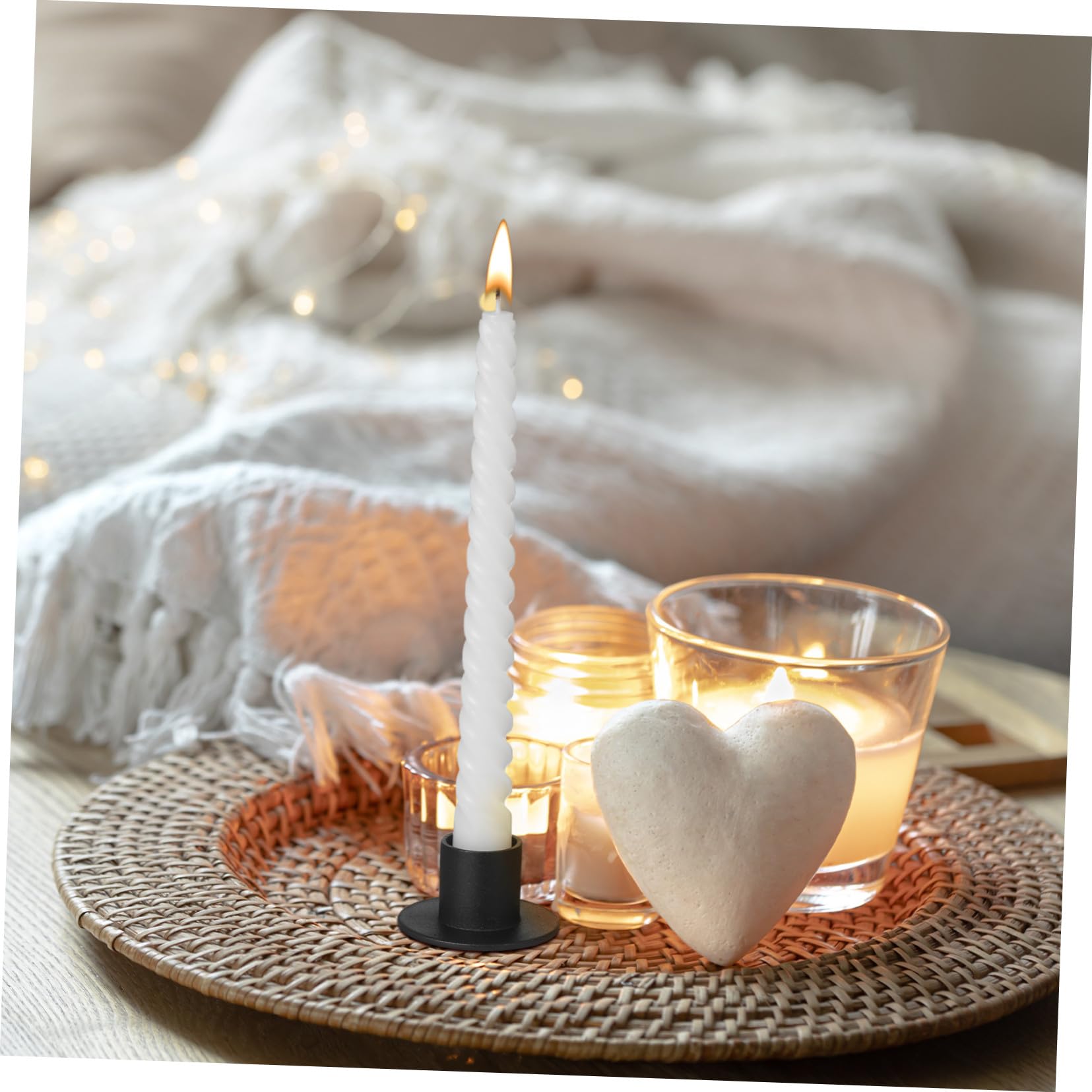8 Stück Kerzenständer aus Schwarzem Eisen Stabil und Schadensresistent Runde Säulenkerzenhalter für Tischdekoration und Festliche Partys im Minimalistischen Landhausstil