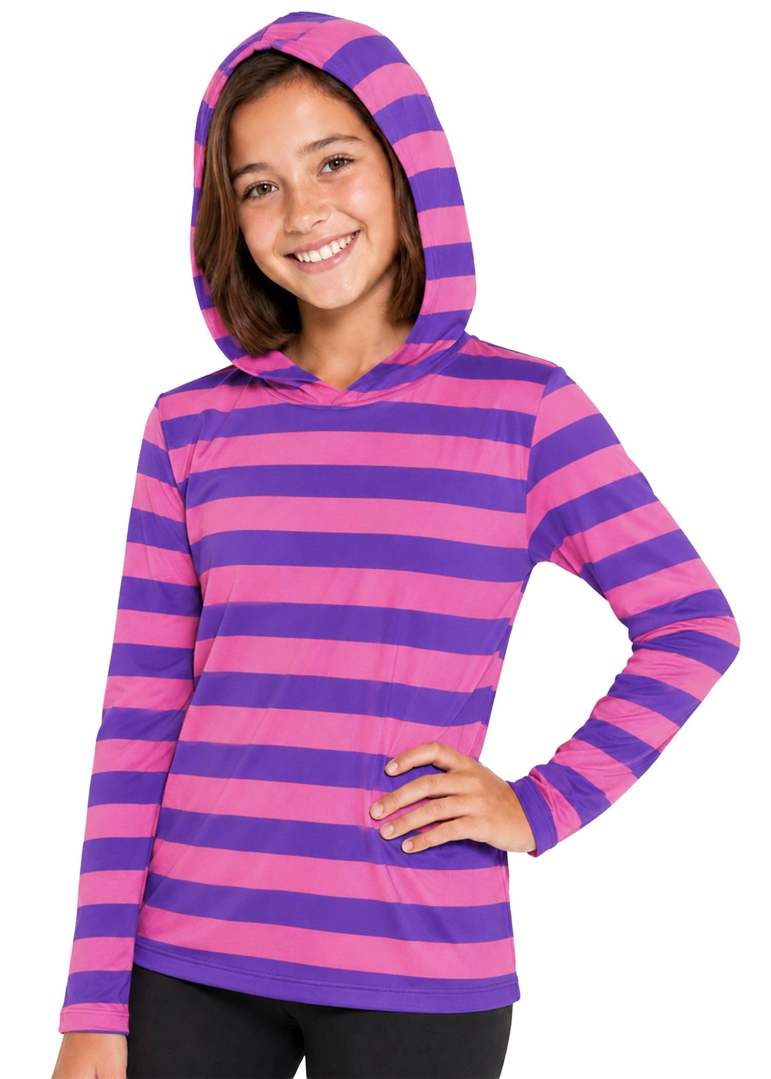 Shirts for Girls Long Sleeve Crew Neck Top, Hoodie or 3/4 Sleeve Soft Stretch Kids Lightweight Size 2-16