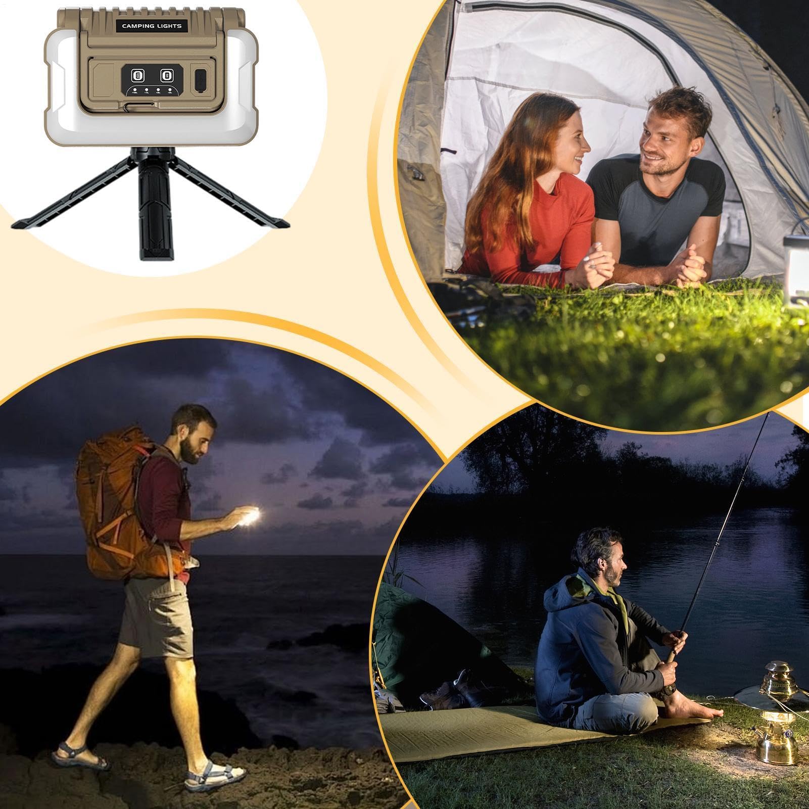 Linterna Recargable De Camping Lámpara Plegable Brillante De 5 Modos