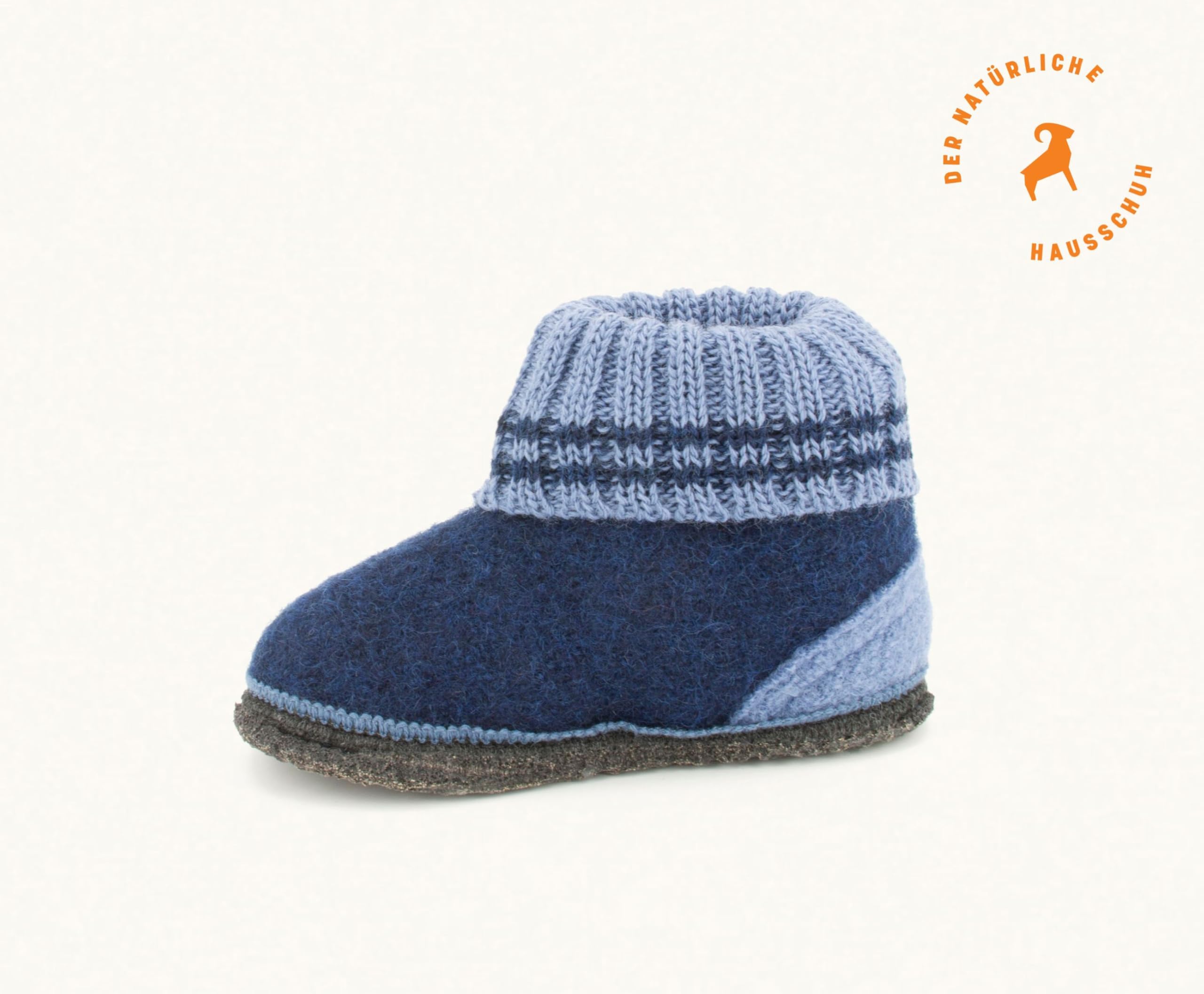 Ötz Kids - Pantofole alte per bambini, in pura lana vergine, suola antiscivolo in feltro, perfetta per il kita