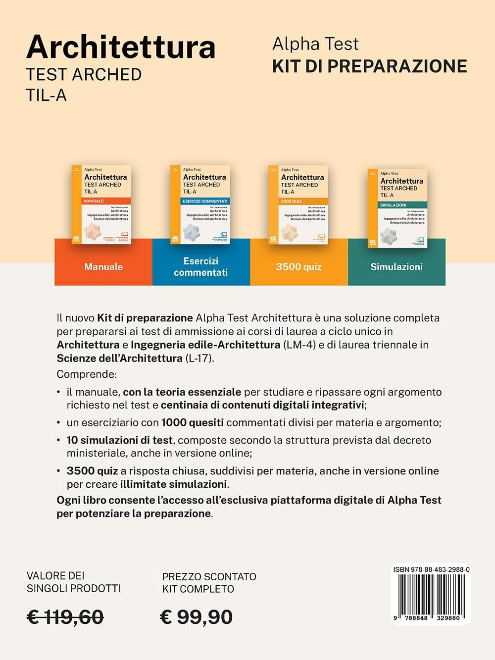 Alpha Test Architettura ARCHED TIL-A 2026-2027 Kit preparazione ammissione universitaria con simulatore online