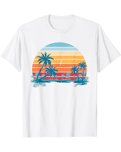 Sunset Beach Palms Summer Vibes Retro Tropical Summer Men Women Girls Kids T-Shirt