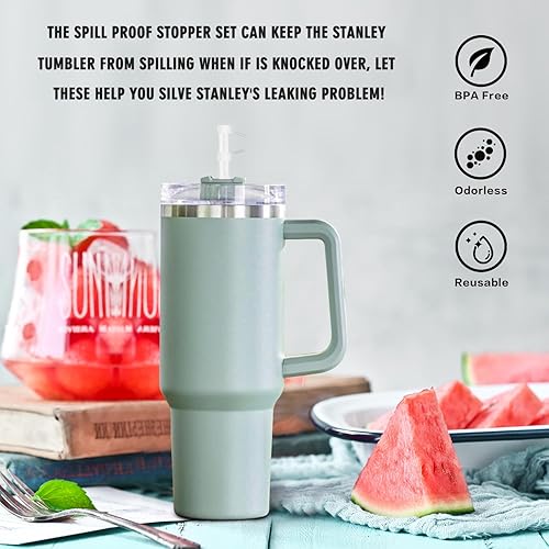 Miniatura 5 de Juego de tapones de silicona a prueba de derrames, compatible con vaso Stanley Quencher H2.0 Flowstate de 40 onzas y 30 onzas, accesorios de copa