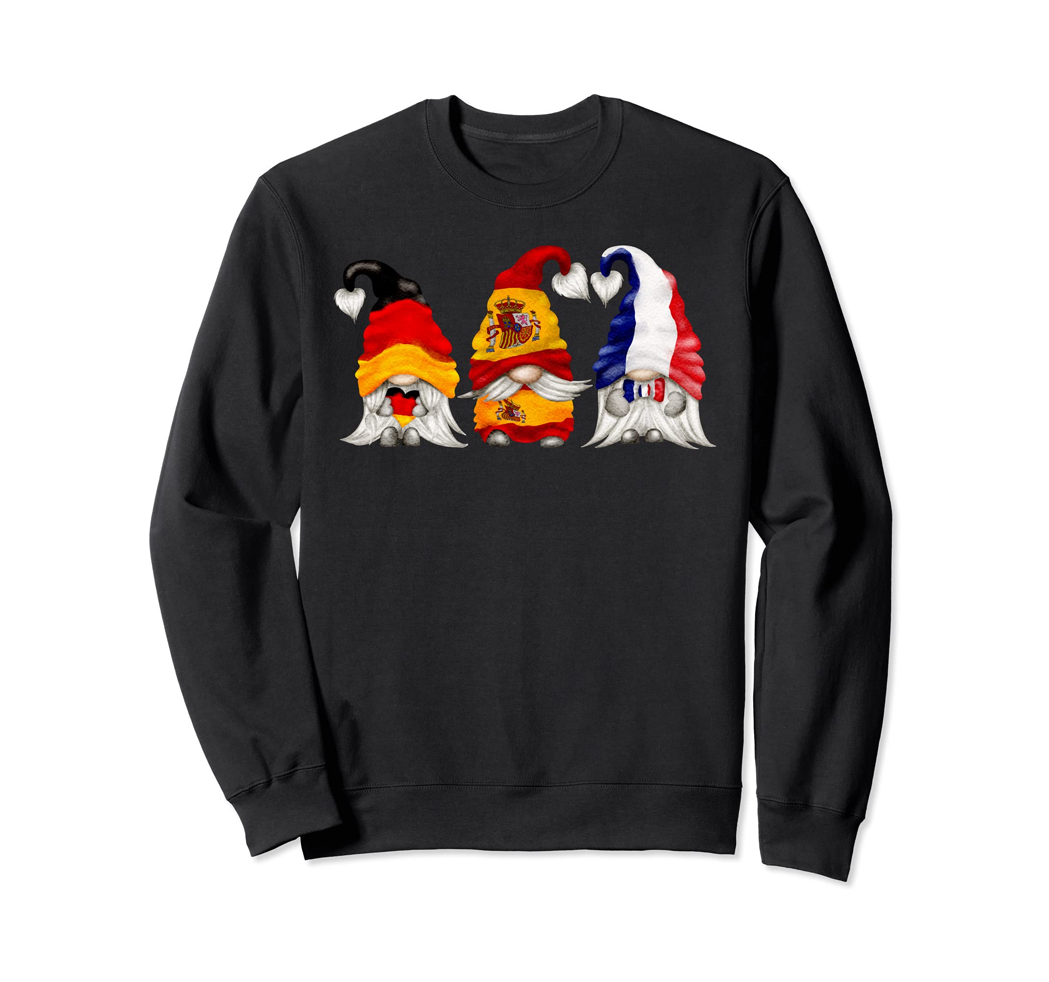 Spain Germany France Gnome Sweatshirt, Black