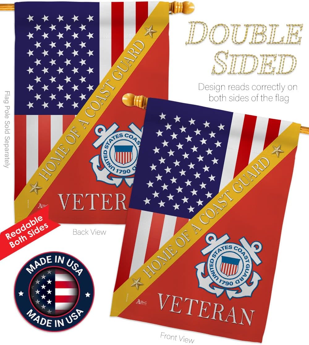 Home of Coast Guard House Flag - Armed Forces USCG Semper Paratus United State American Military Veteran Retire Official - Decoration Banner Small Garden Yard Gift Double-Sided Made in USA 28 X 40