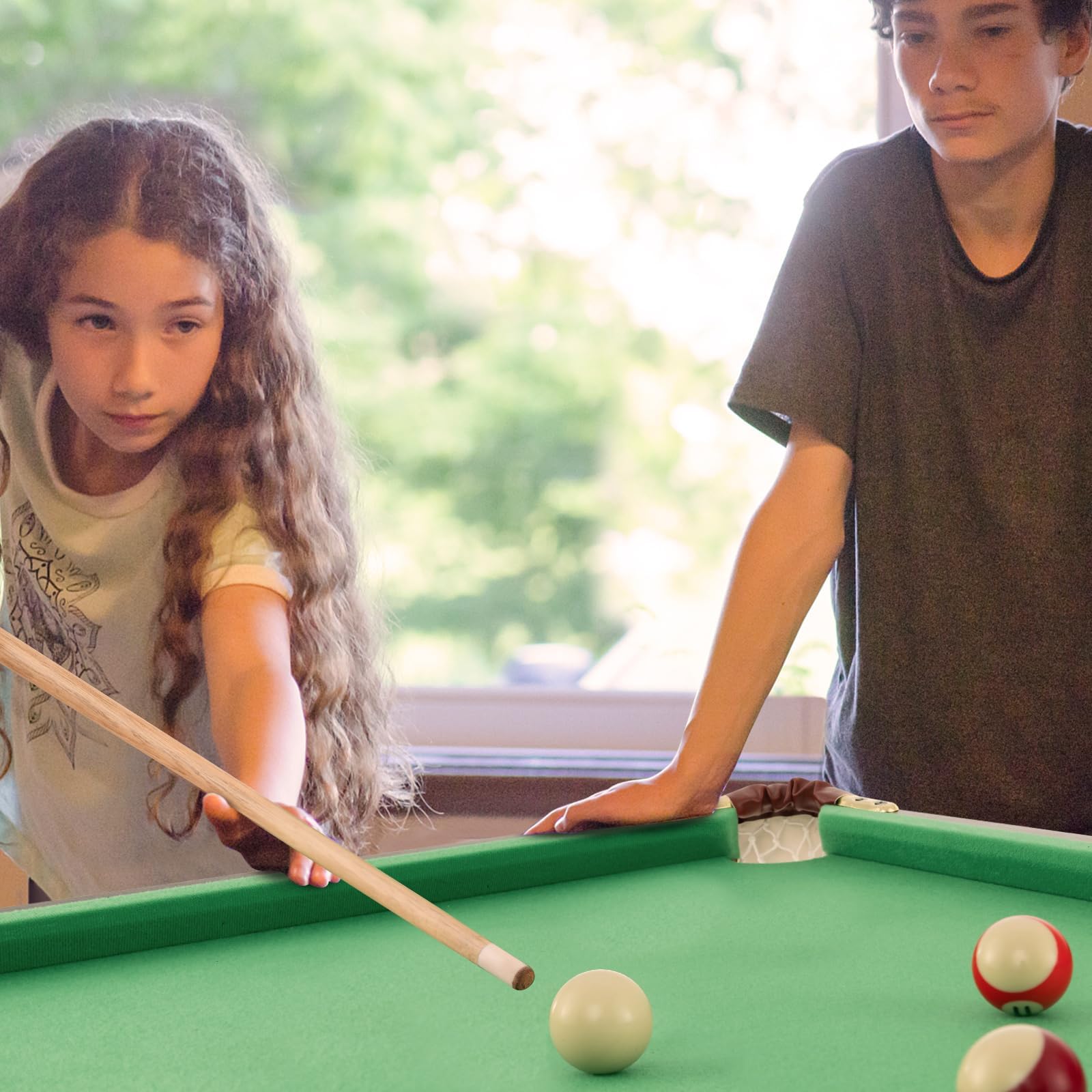 COSTWAY Billardtisch klappbar, Billiard Tisch mit Zubehör, Pooltisch mit 2 Queues, 2 Kreiden, Dreieck & Bürste, Tischbillard aus Holz, Snookertisch für Kinder, Erwachsene, 122 x 64 x 78 cm
