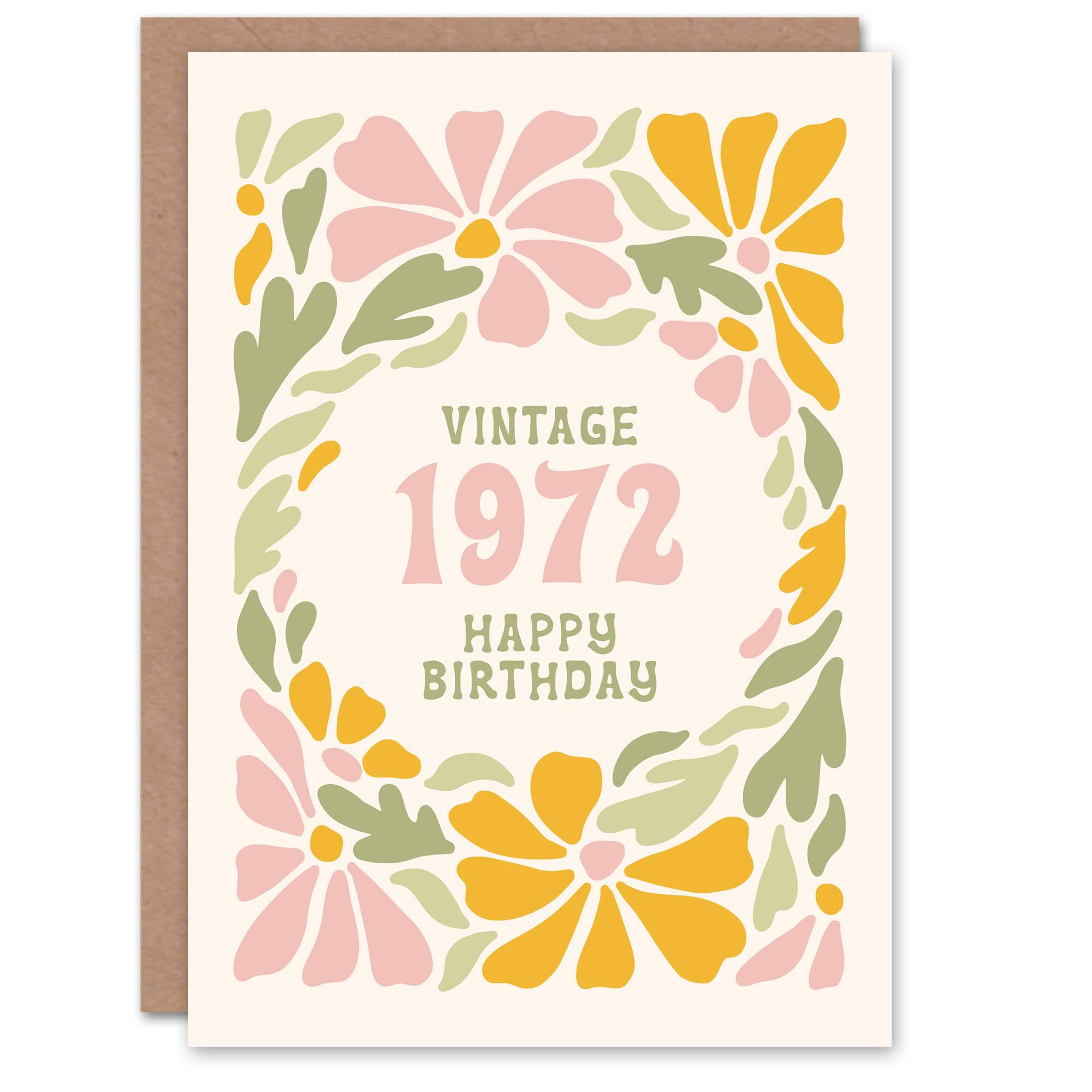 Artery8 Vintage Retro Pastel Floral Her Born 1972 Aged 53 Years Old 53rd Birthday Card Mum Gran Wife