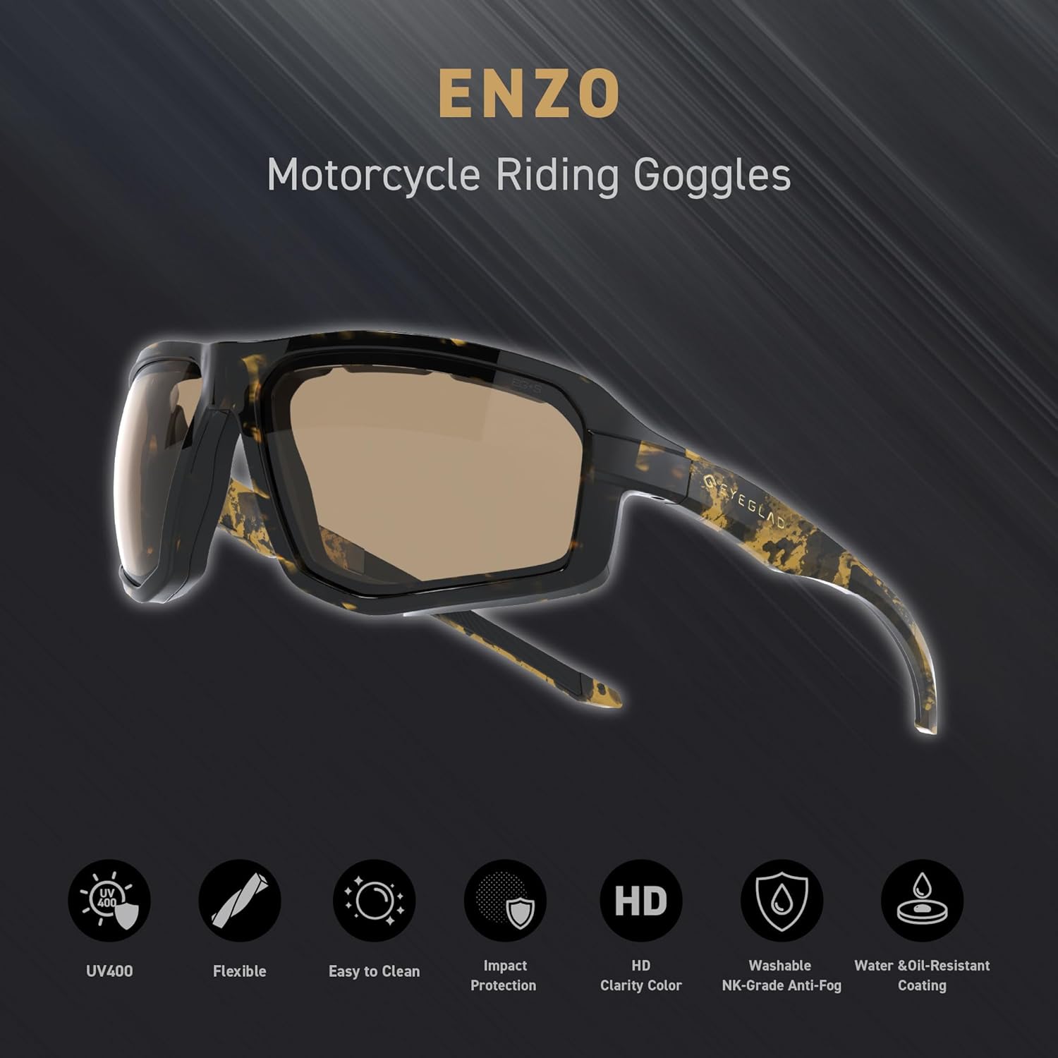 ENZO Z87+ Powersports Motorcycle Riding Goggles HD High Contrast UV400 Sports Wrap Sunglasses Safety Glasses - Image 2