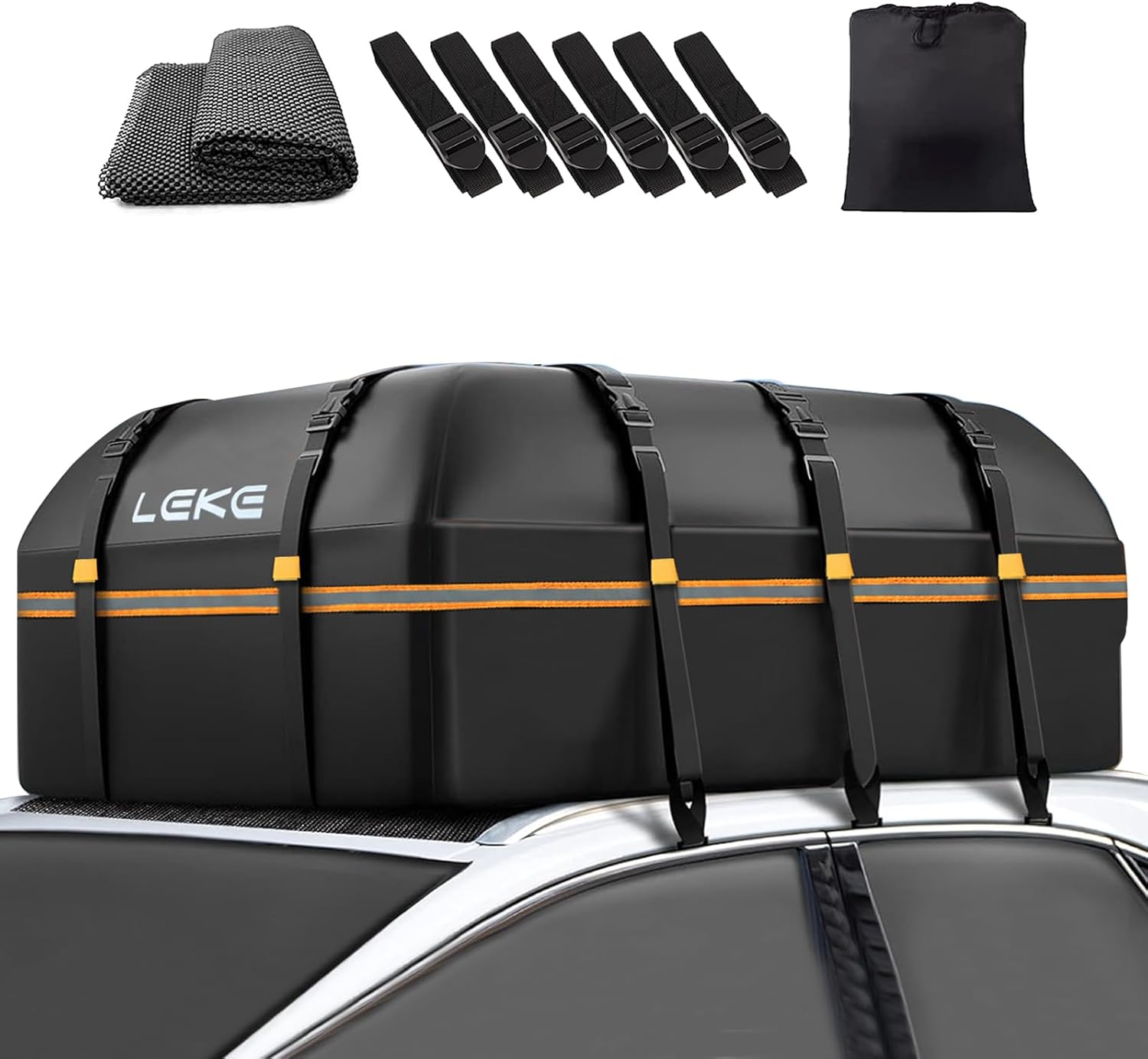 Lekebobor Car Roof Bag, 22 Cubic Feet Rooftop Cargo Carrier Bag, Roof