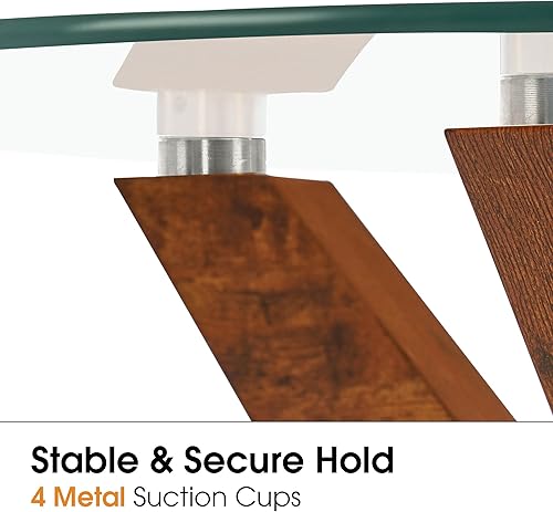 Miniatura 6 de ivinta Mesa de centro redonda de vidrio, mesa central moderna de 31.5 pulgadas con vidrio templado y patas de MDF para sala de estar, oficina, árbol