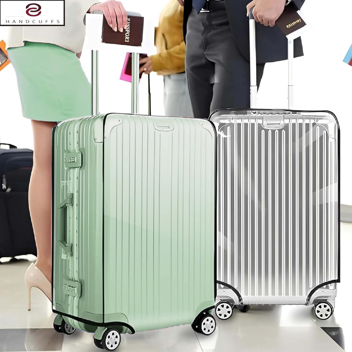 Handcuffs Transparent Luggage Trolley Protective Covers PVC Waterproof Travel Bag Suitcase Cover (Combo of 3 (20" + 24" + 28" Inches)) 2