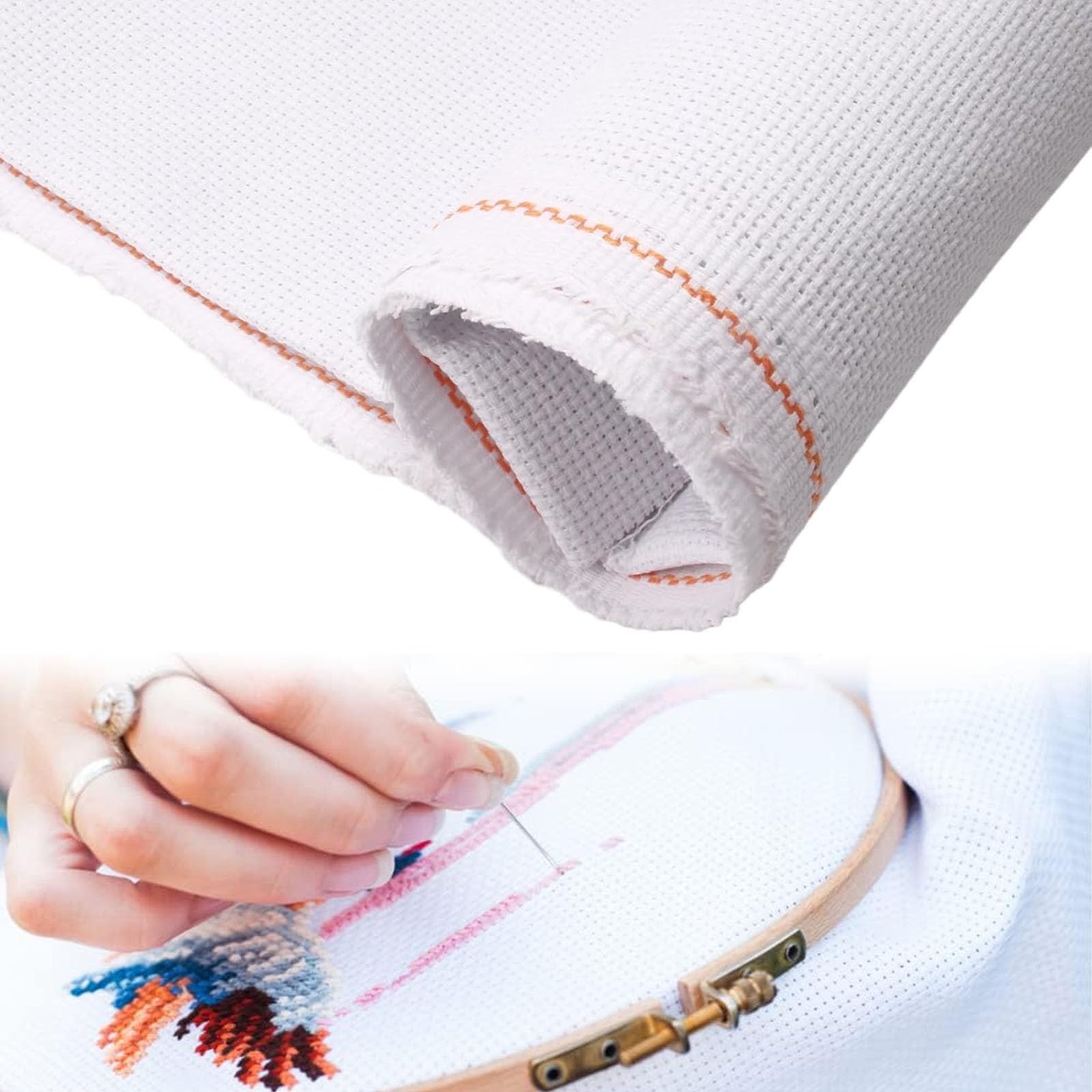 Aida 14 Count Cross Stitch Fabric, 150 x100 cm White Cross Stitch Fabric, Classic Reserve Large Aida Clothes, Embroidery Fabric for Embroidery Beginner, Needlework, DIY Embroidery Decoration