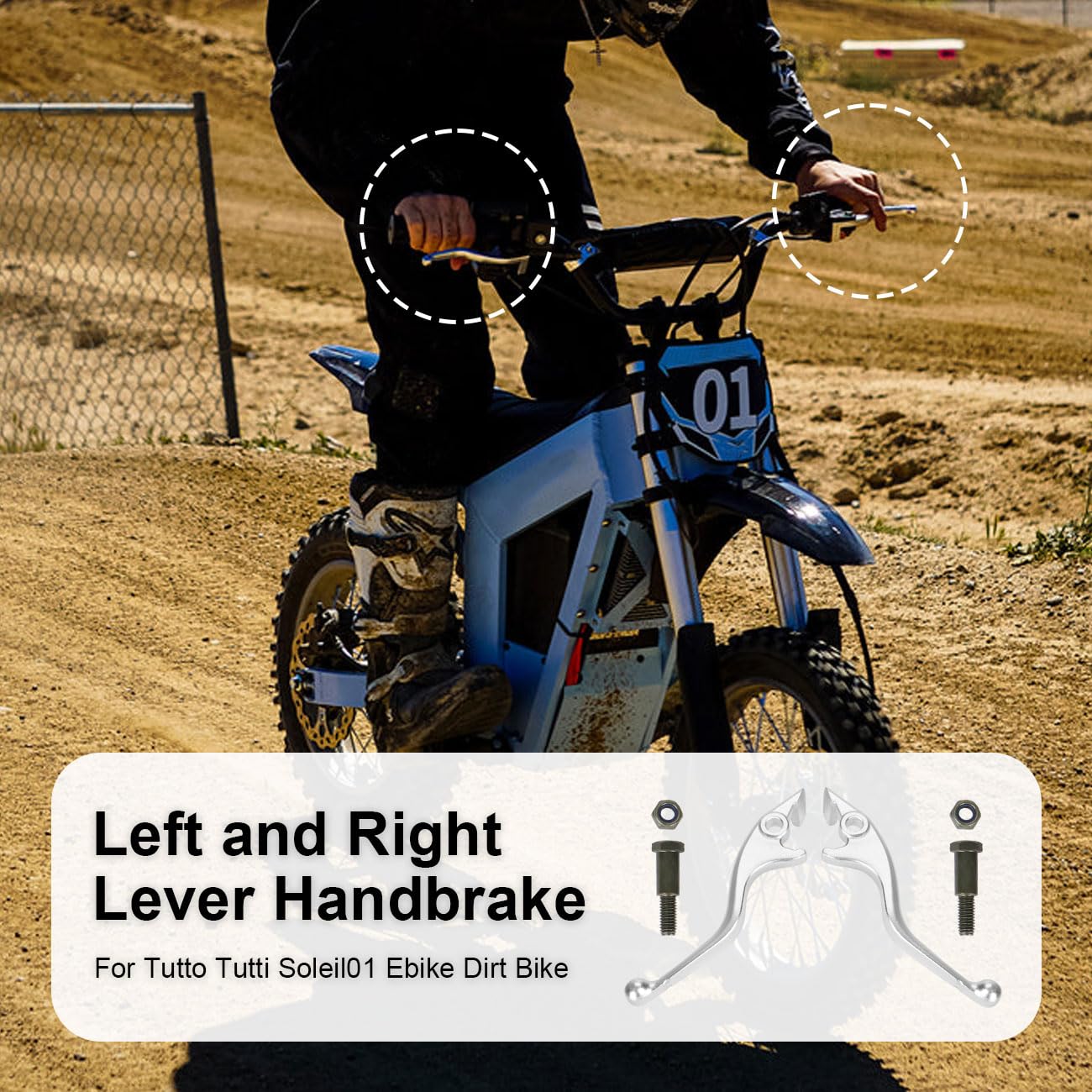 Leva del freno a mano per Tutto Tuttio Soleil 01 E Bike Maniglia del freno sinistra e destra per bici elettrica Ebike Parti del motociclo Alluminio Argento