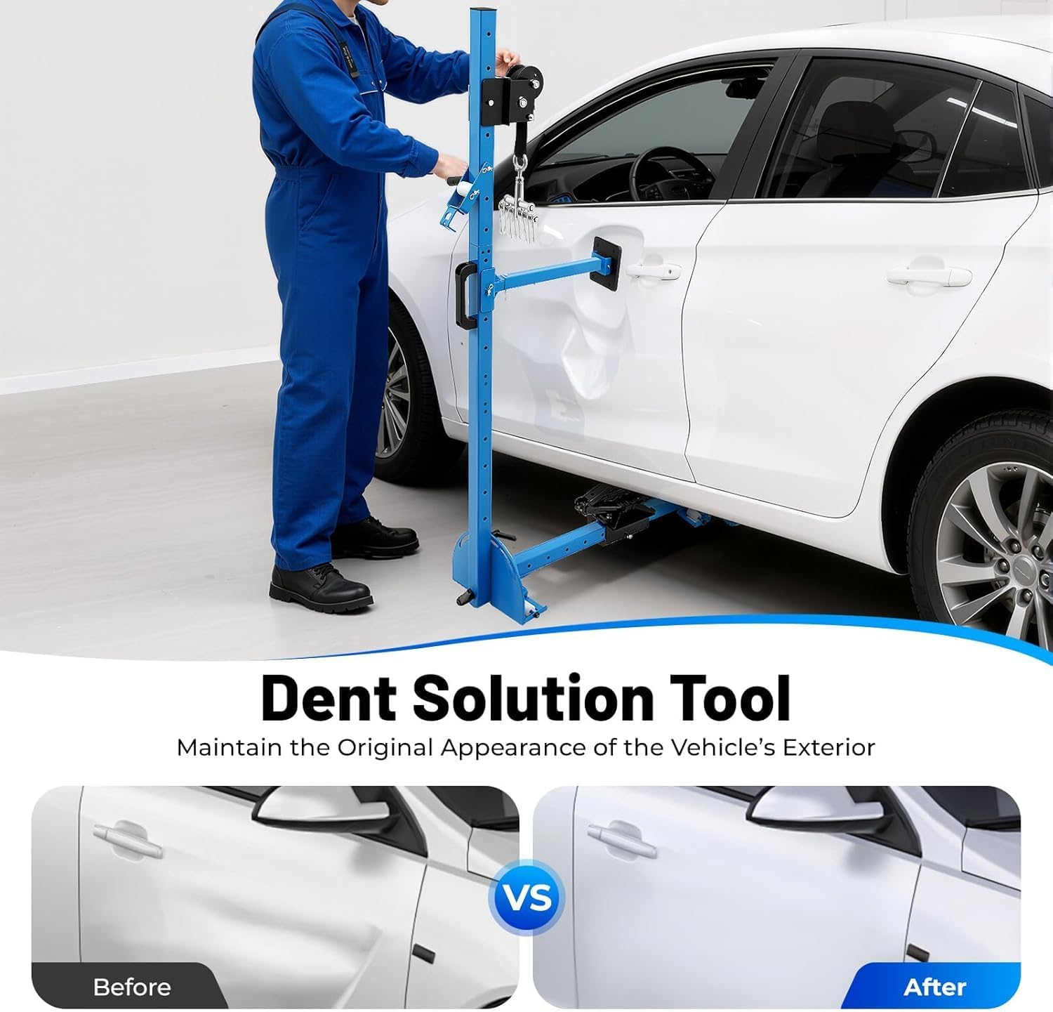 3 in 1 Car Dent Repair Tool, 120° Adjustable Dent Repair Puller Automotive Sheet Metal Pulling Kit Manual Control Removal Tool with Pull Row, Max 1763lbs Hydraulic Jack Latta for Car Body Repair