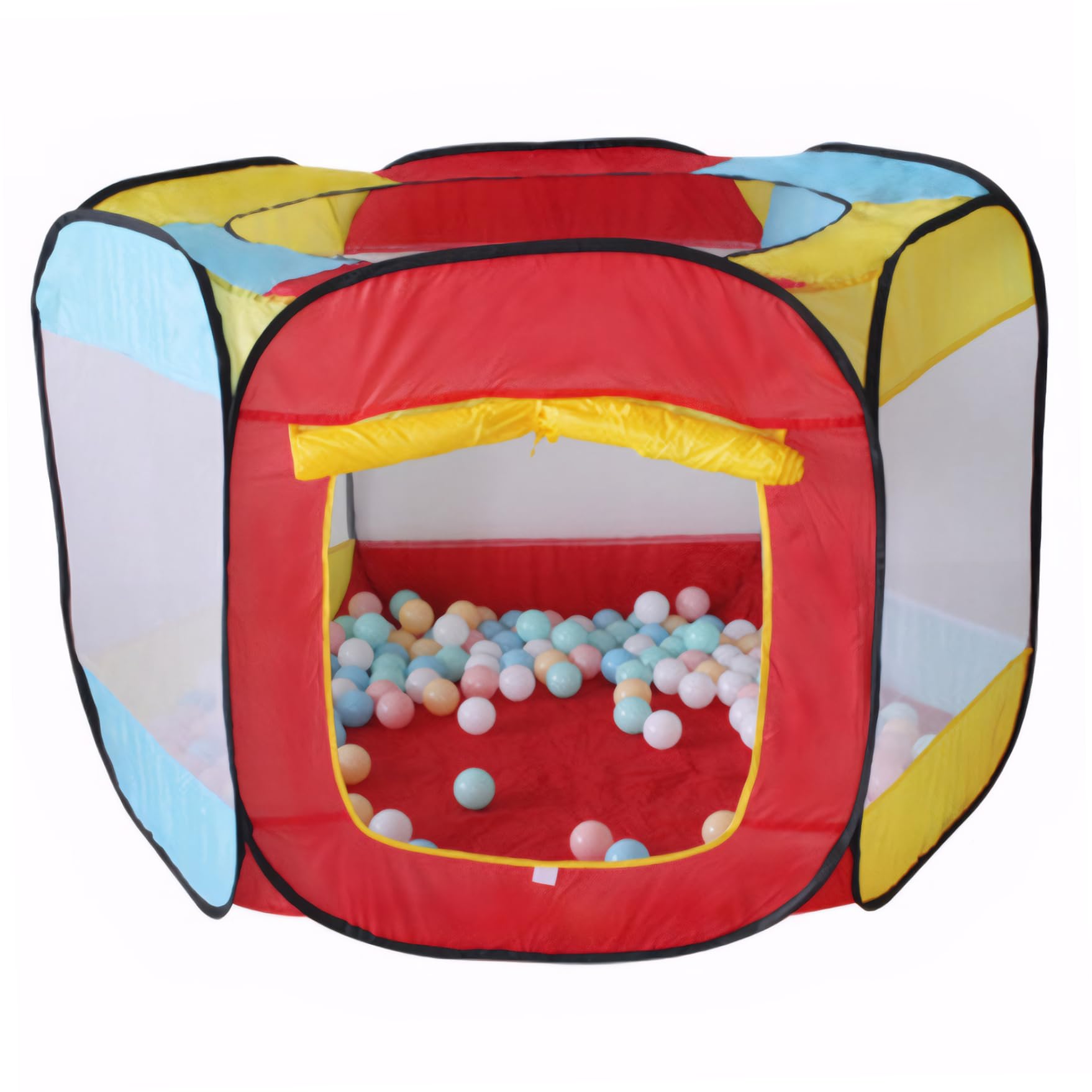 Piscina de Bolas para niños pequeños 53x31 Pulgadas Tienda de campaña Plegable de Malla ventilada para bebés con Cortina de Puerta Enrollable Tienda de Juegos Resistente para Interiores y exteri