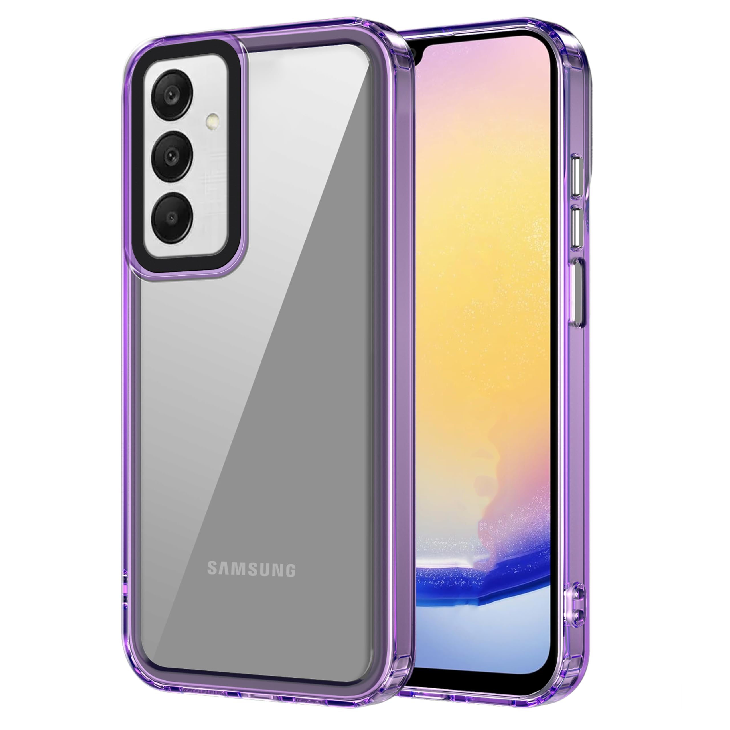 amazon basics Back Case Cover for Samsung Galaxy F15 5G (Polycarbonate, Thermoplastic Polyurethane_Translucent Purple)