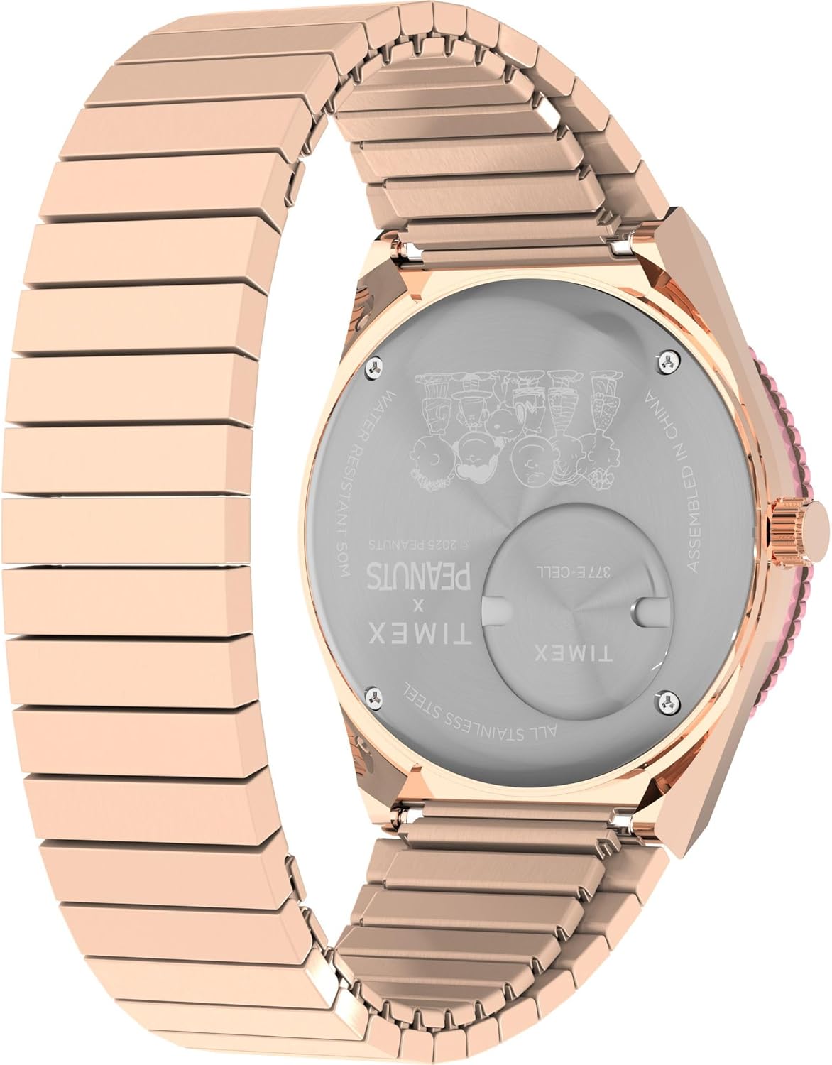 Timex Women's Peanuts Q 36mm Watch - Rose Gold-Tone Expansion Band Pink Dial Rose Gold-Tone Case