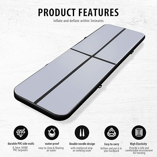 Miniatura 2 de Alfombrilla de aire para gimnasia de 10 pies, 13 pies, 16 pies, 20 pies, grosor de 4 pulgadas para uso domésticogimnasio, yoga, entrenamiento,