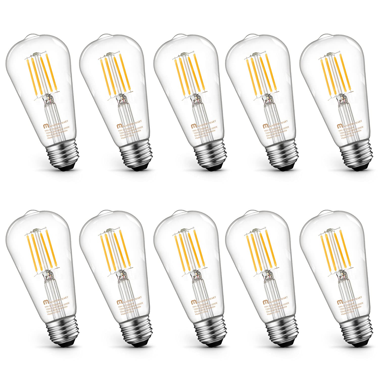 Dimmable Vintage E26 LED Light Bulb, 10 Pack
