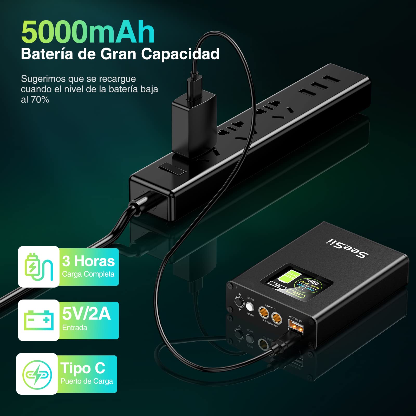 Seesii Soldador de Puntos - SE-215 Máquina de Soldadura por Punto Portátil para Batería LCD con 30 Engranajes Ajustables