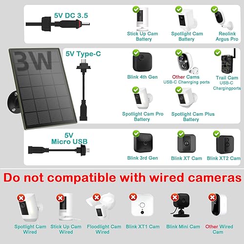 Miniatura 2 de Panel solar de 6000 mAh para cámara de seguridad Batería integrada de 3 W, micro USB de 5 V y USB-C y puerto CC de 0.138 in para cámara de batería