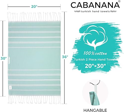 Miniatura 6 de cabanana Juego de 2 toallas de mano turcas de algodón  Toallas de cocina bohemias de 30 x 20 pulgadas toalla de baño decorativa fina (aguamarina)