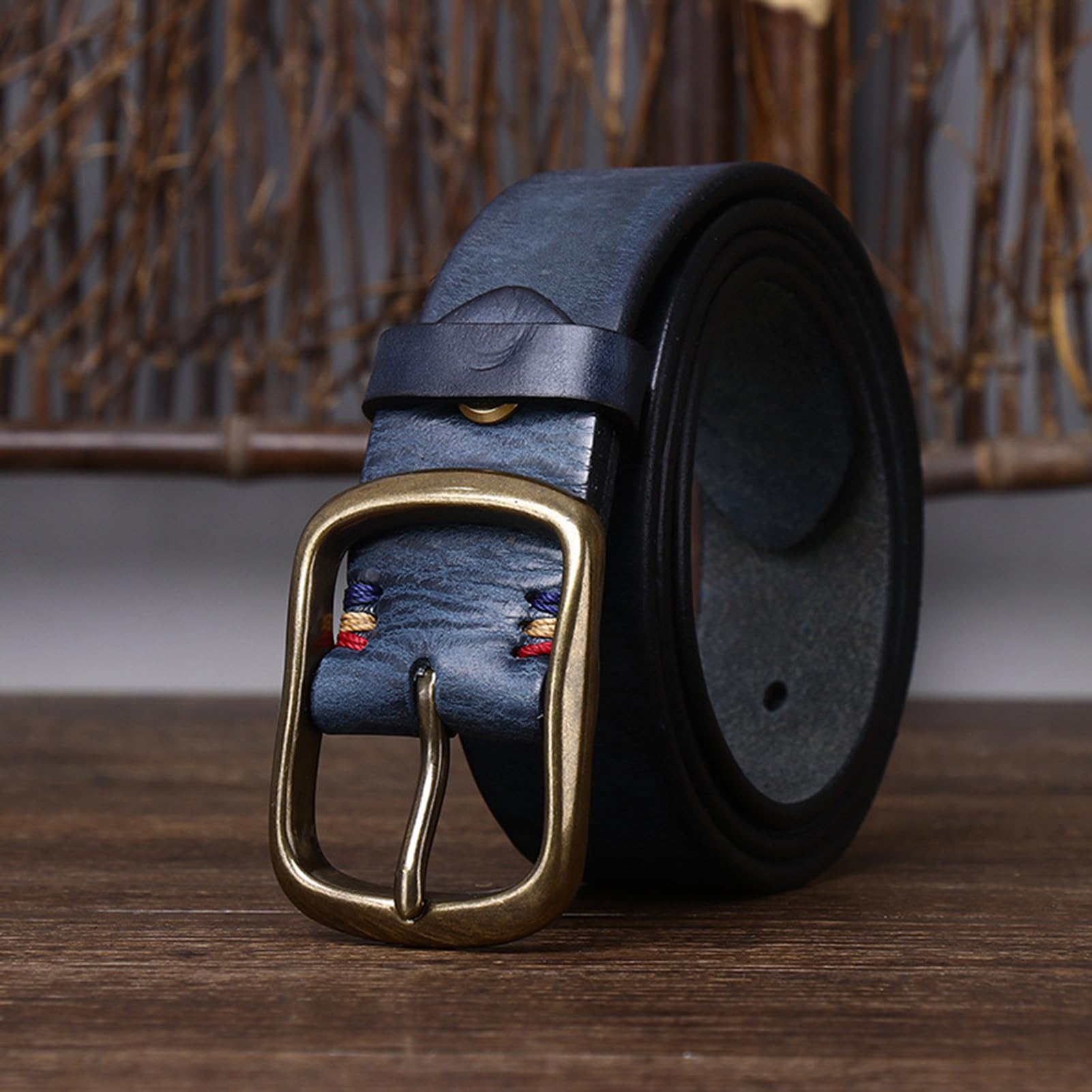 AGUTALITHIC Handmade Cowhide Full Grain Real Leather Mens Womens Belt 1.5