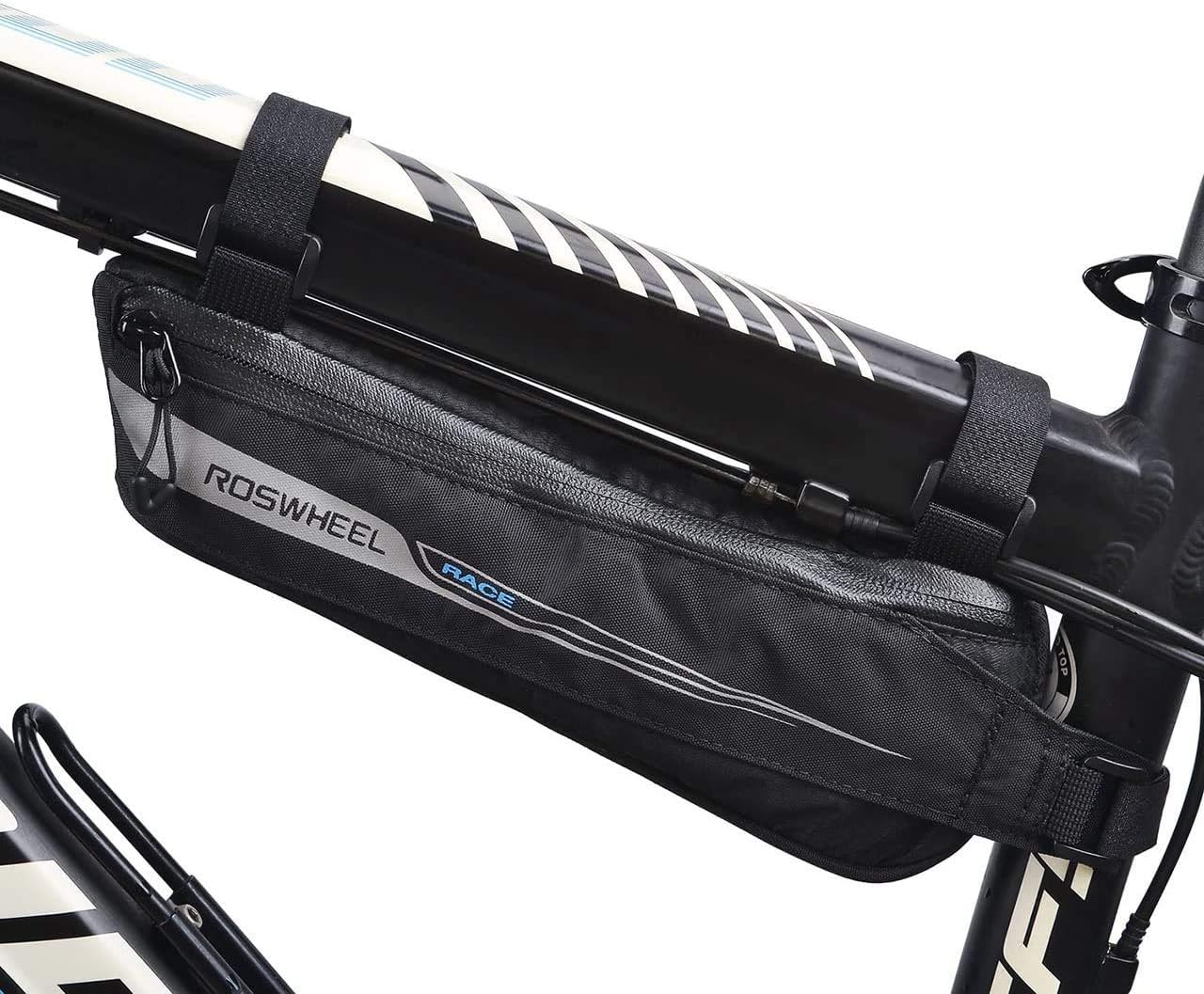 FlexDin Bicycle Triangle Frame Tool Bag Aerodynamic Design for Road Racing/Touring, Cycling Under Seat Road Bike Top Tube Pack Pouch Waterproof 0.6L Black