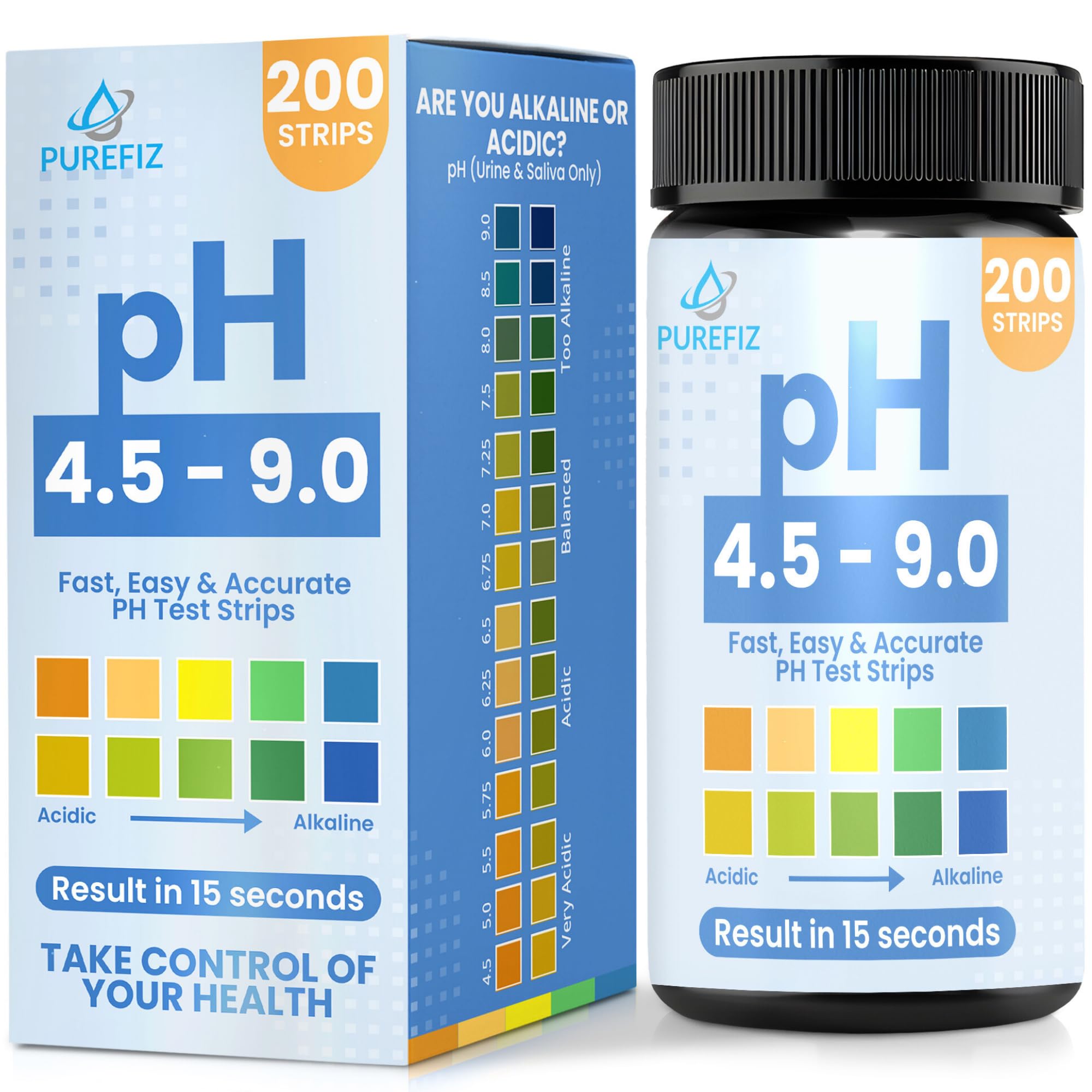 Tiras de prueba de pH para orina y saliva: 200 tiras fáciles de usar para una prueba rápida y precisa del pH en casa, obtén resultados claros de equilibrio ácido-alcalino en segundos, perfecto para