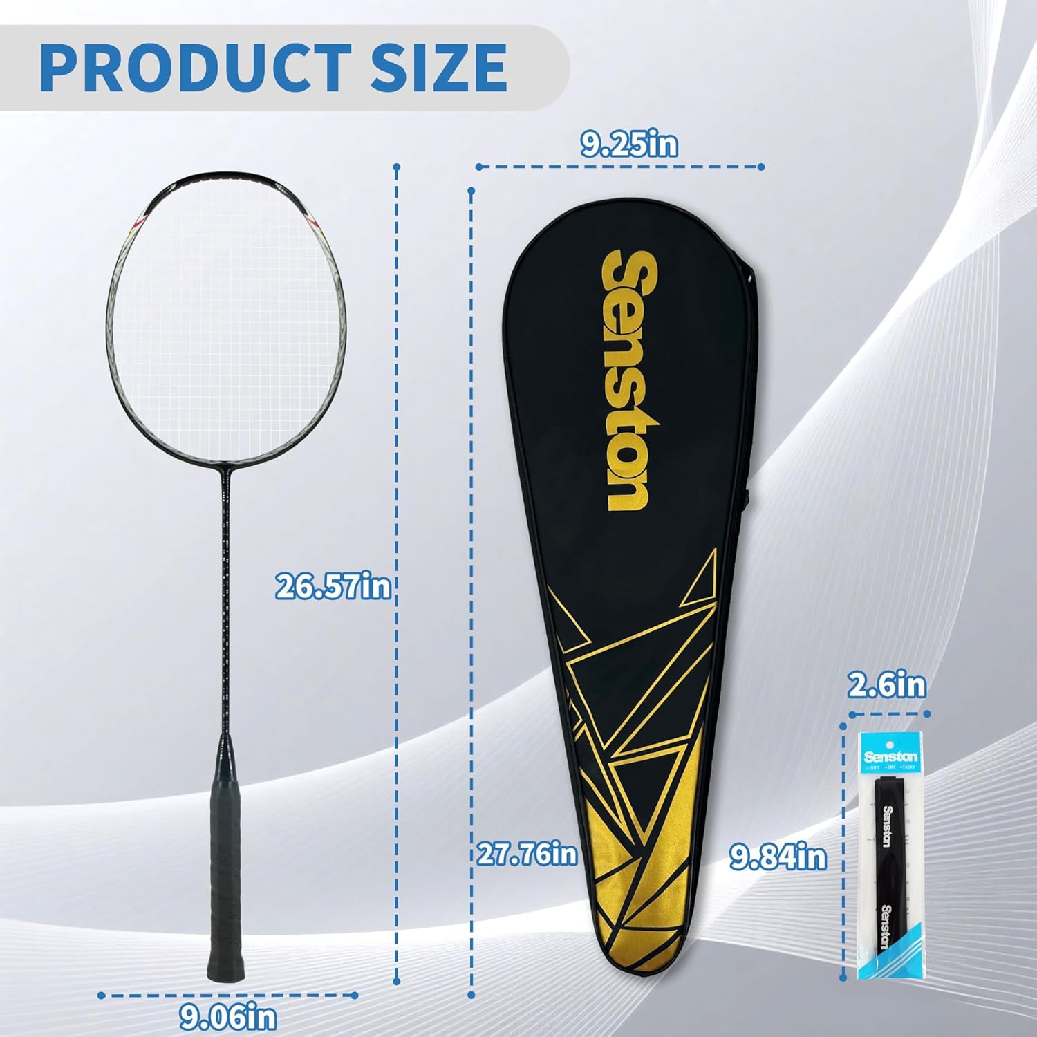 Senston N80 Badminton Rackets Set - Full Carbon-Fiber 5U Lightweight Racquets with Anti-Slip Grips & 2 Carry Bags, Outdoor/Backyard Sports for Adults, Teens, Family Games