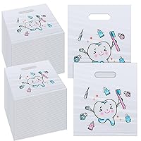 Vista 7 de Jetec 200 bolsas para el cuidado del paciente dental a granel, 8.18 x 9.25 pulgadas, bolsa de regalo dental con asas, bolsa de mercancía