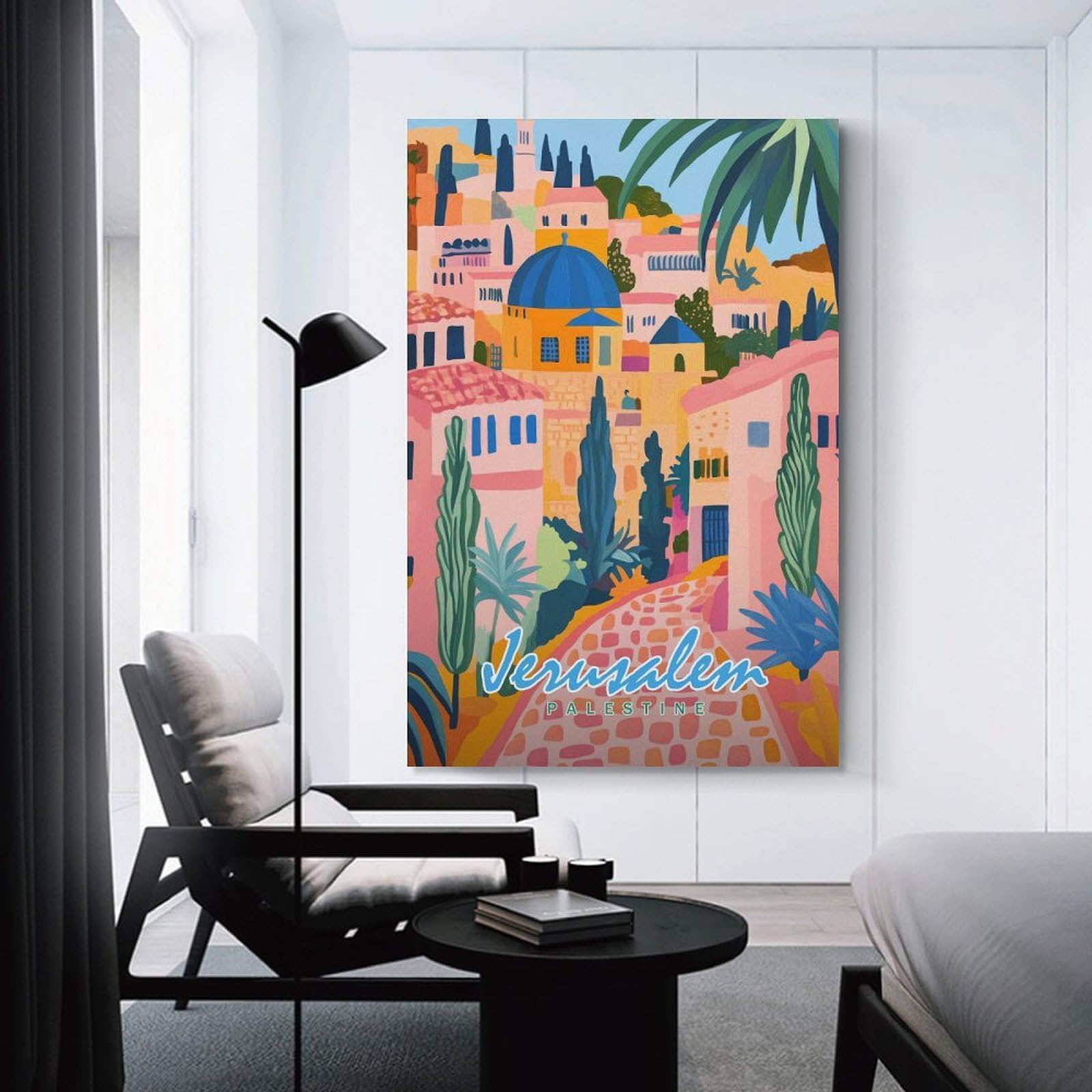 Junmoney Jerusalem Cityscape Hanging Wall Art, 24x36inch(60x90cm), for New Homes, Bedrooms Or Workspaces, Thoughtful Wall Decor for Art Lovers