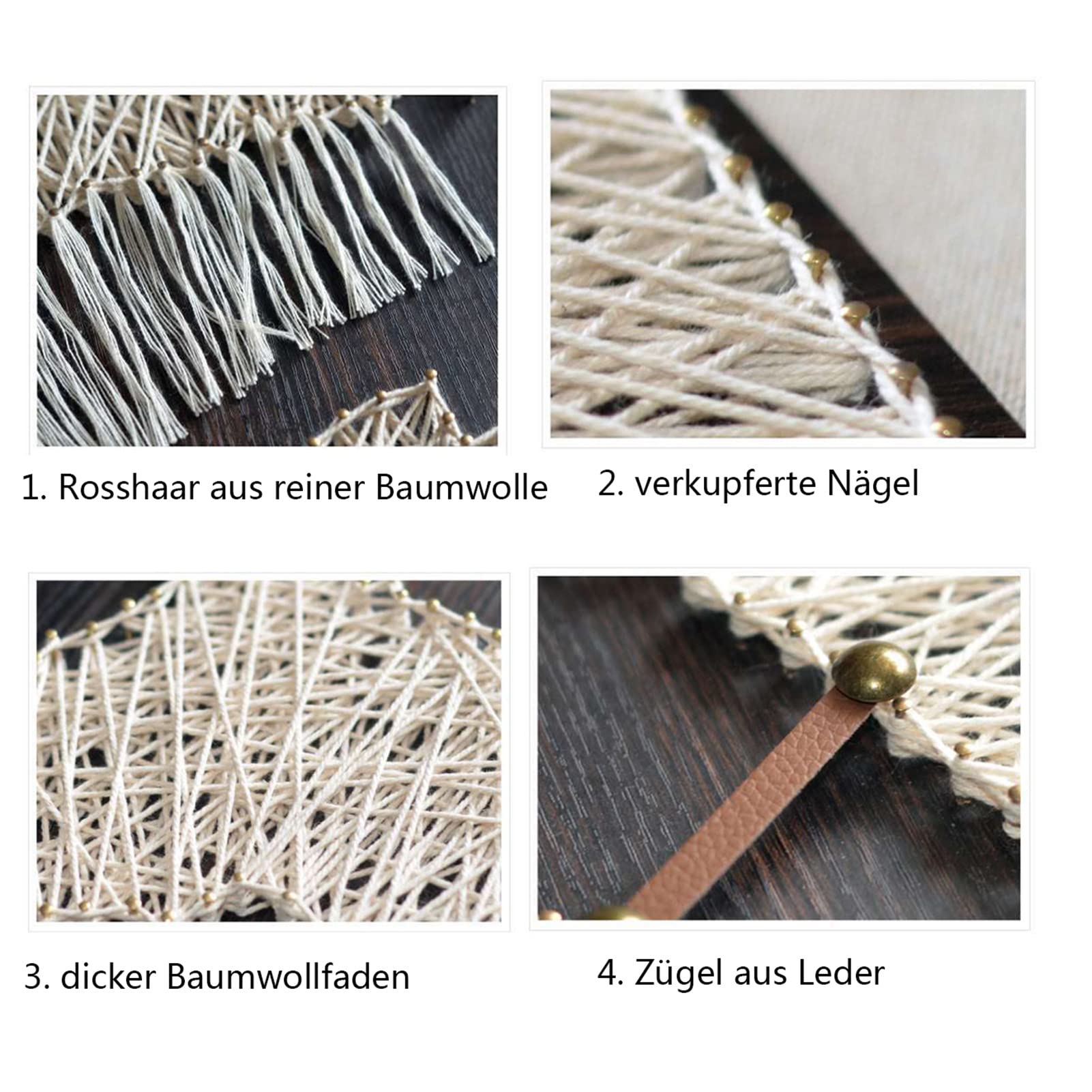 DIY String Art Kit 3D Dessin Créatif Art Craft Nail String, Motif DIY Décoration Murale Maison Cadeau Unique (Cheval 30 x 30 cm)