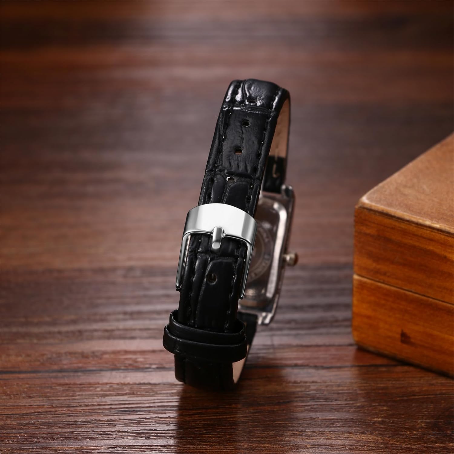 Avaner Women's Square Leather Watches: Analog Quartz Elegant Leather Strap Wrist Watches for Women Ladies - Image 3