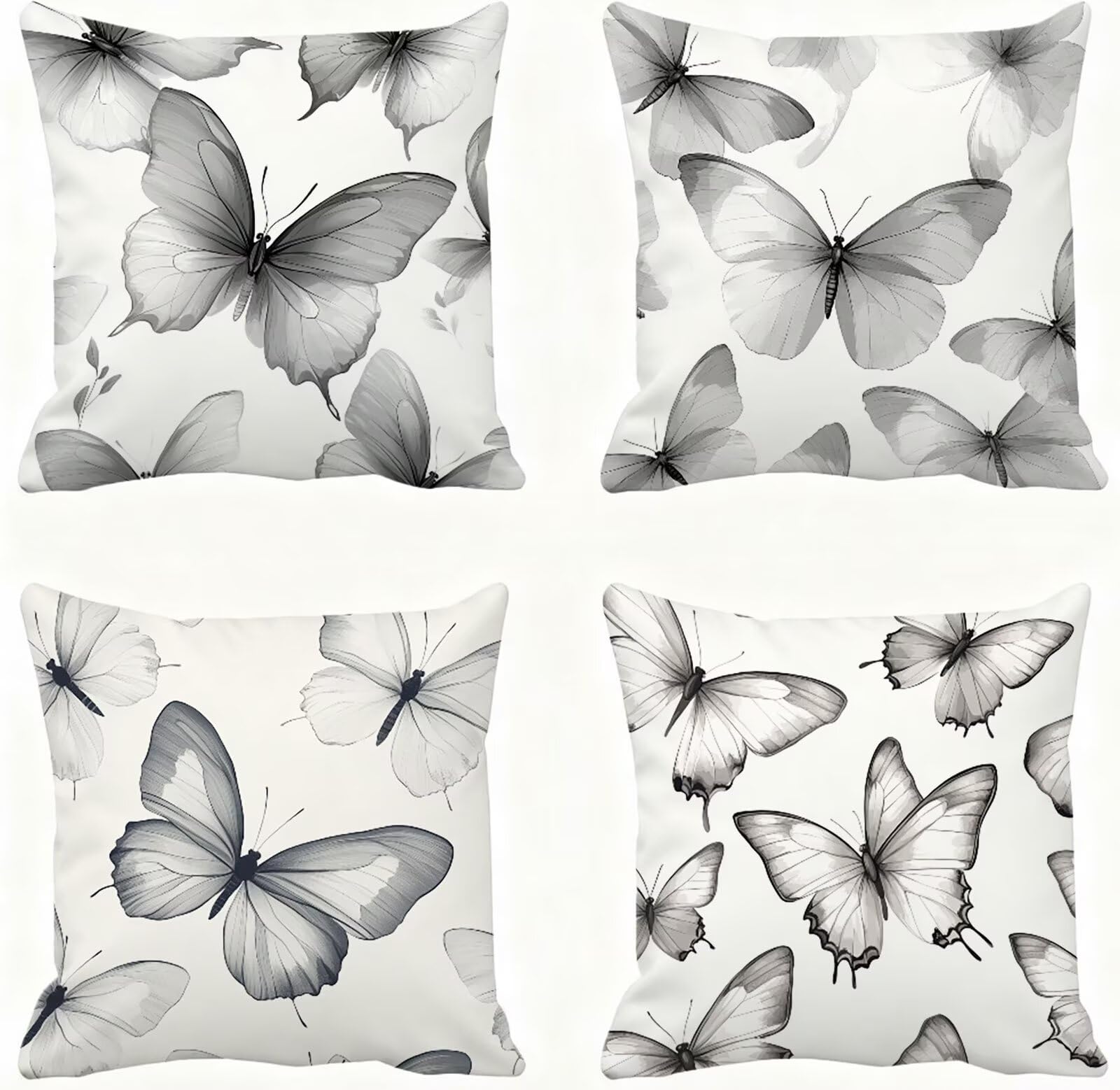 Gris Funda Cojin 60x60 Mariposa Funda Almohada 60x60 Cojines Sofa Súper Suave Fundas Cojines Decorativos Fundas Almohadas 4 Piezas Cervicales y Cuello, para Hogar Sofa Cama Salon Decoracion E - 909