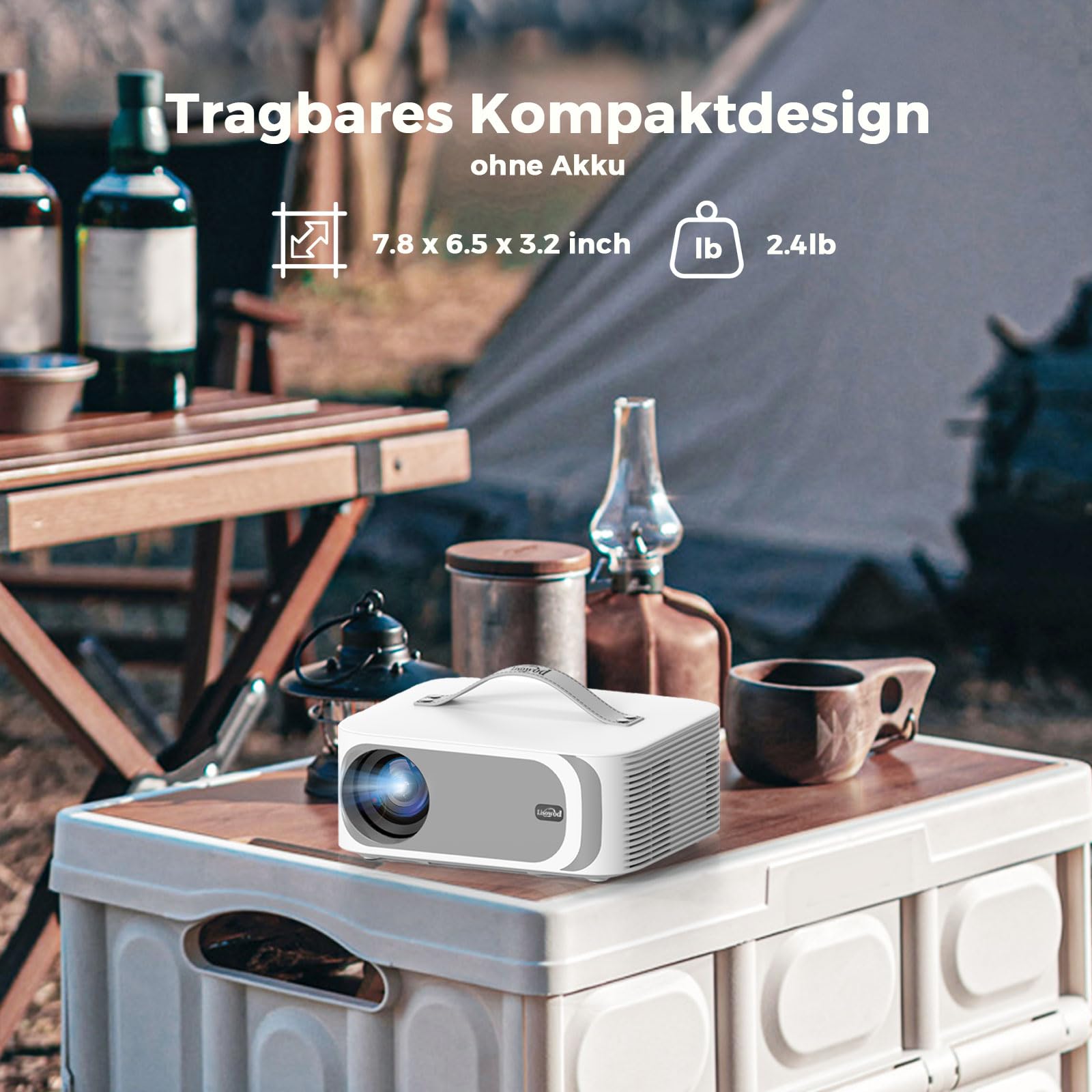 Beamer-Outdoor | Kompatibel mit Netflix Dolby Audio | 1600 ANSI Lisowod HDR10 4K Heimkino | EARC CEC | Auto Fokus & Trapezkorrektur Smart Projektor|Bluetooth 5.4 WiFi6 | Für Familienkino und WM-Party