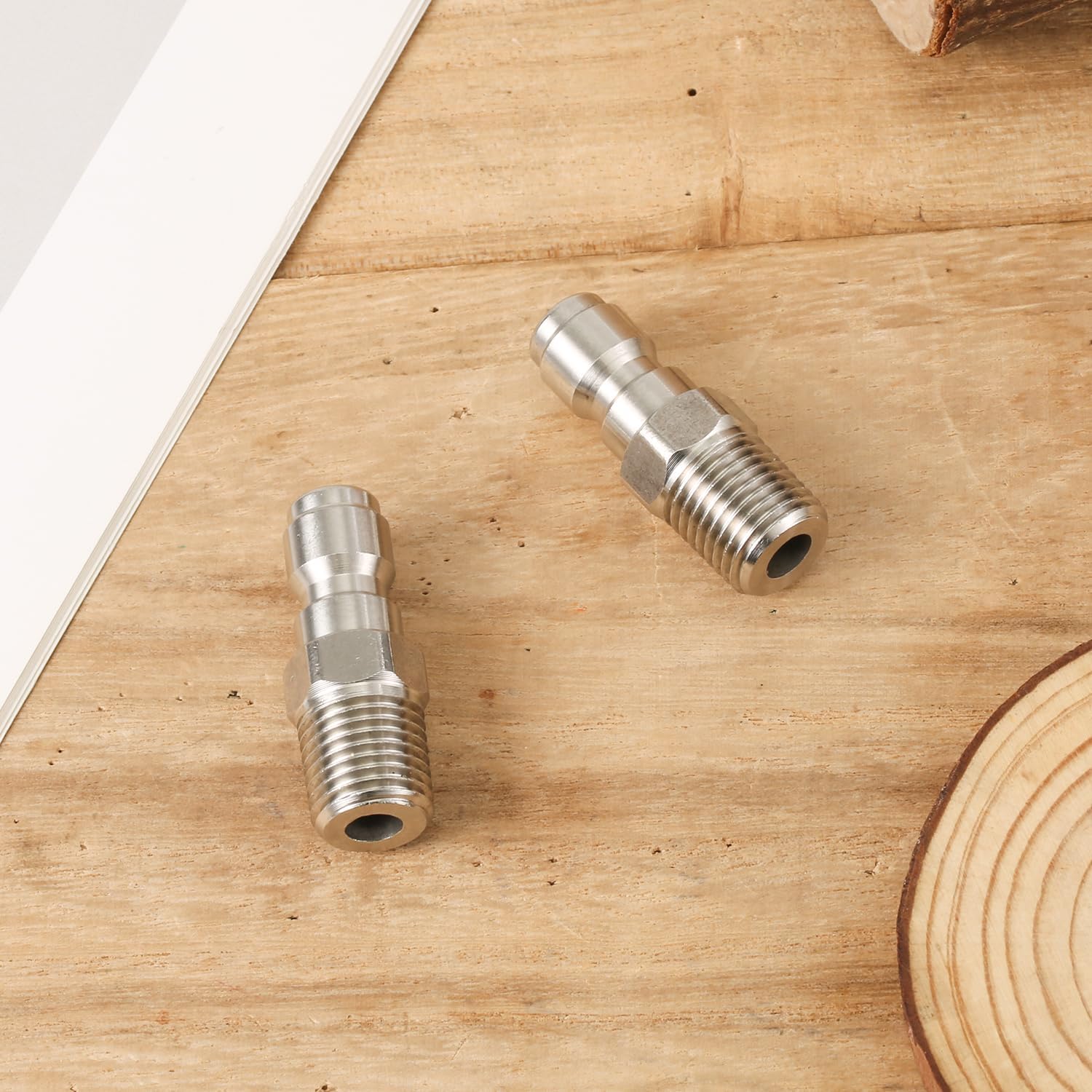 2pcs Fast Connect Pressure Washer Fittings, Stainless Steel Pressure Water Gun Connectors 1/4 Fast Connect Plug for Water Pump Hose Reel(Male External Threads)
