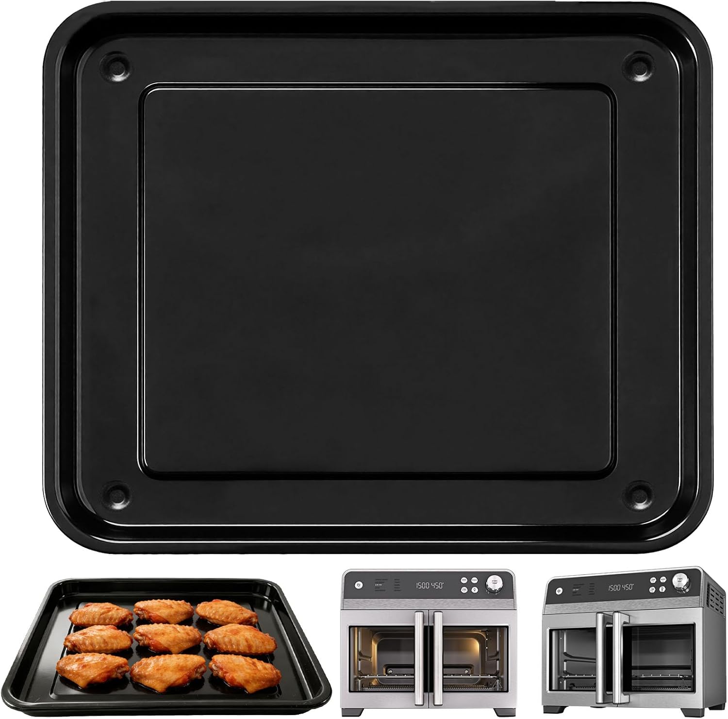GCQ Air Fryer Grill Pan for Ninja FO101 French Door Premier Air fry Oven, 12.2 × 12.2"Air Fryer Grill Plate Crisper Plate Rack Accessories Replacement Parts Tray,Dishwasher Safe