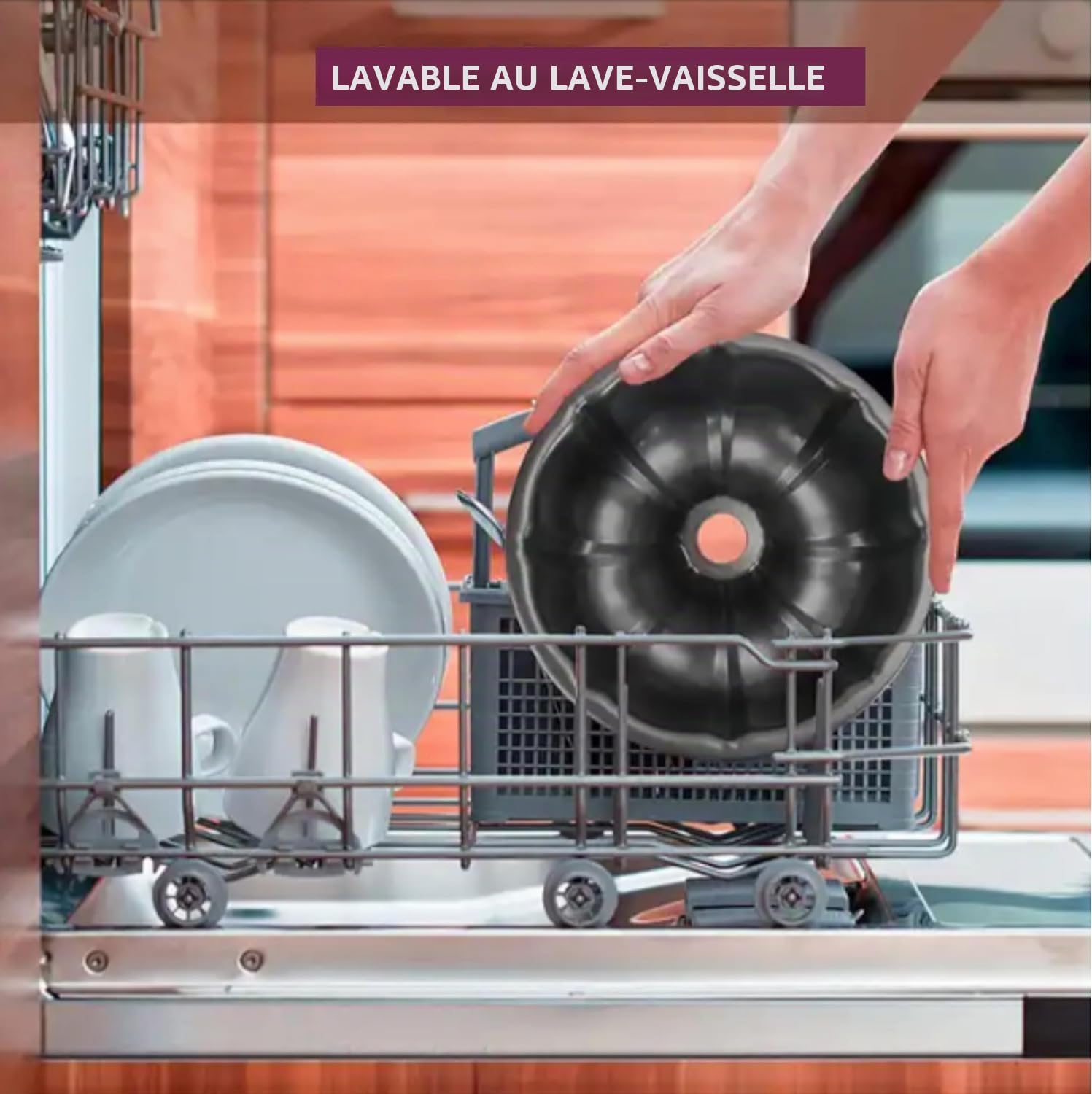 MGE - Moule à Pâtisserie Savarin - Moule à Pâtisserie avec Tube - Moule à Anneaux - Moule à Gâteau - Noir - 25,5 cm