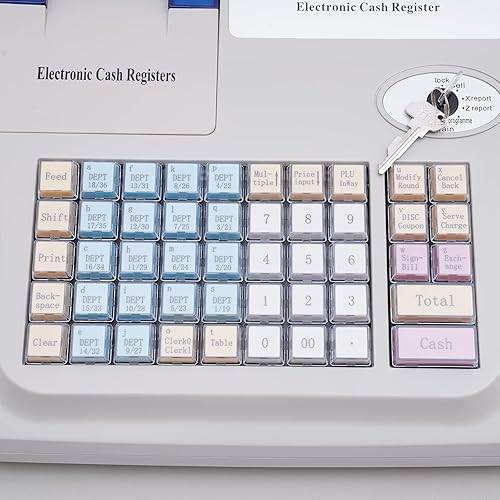 Miniatura 8 de Caja registradora electrónica de 48 llaves, 10000 más 36 departamentos sistema de caja registradora con cajón, impresora térmica y pantalla LED