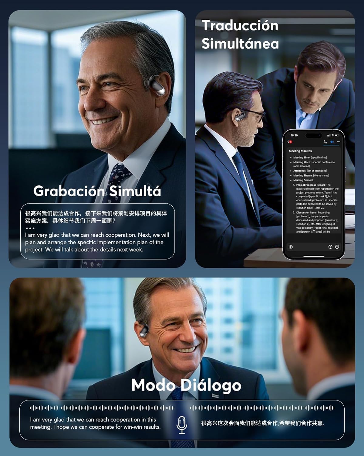 Paekole Auriculares Traductor en Tiempo Real con IA, Traductor Instantáneo de Voz 198 Idiomas, Auriculares Traductores Inalámbricos Abiertos 3 en 1, Bluetooth 6.1, 60H Batería para Reuniones y Viajes