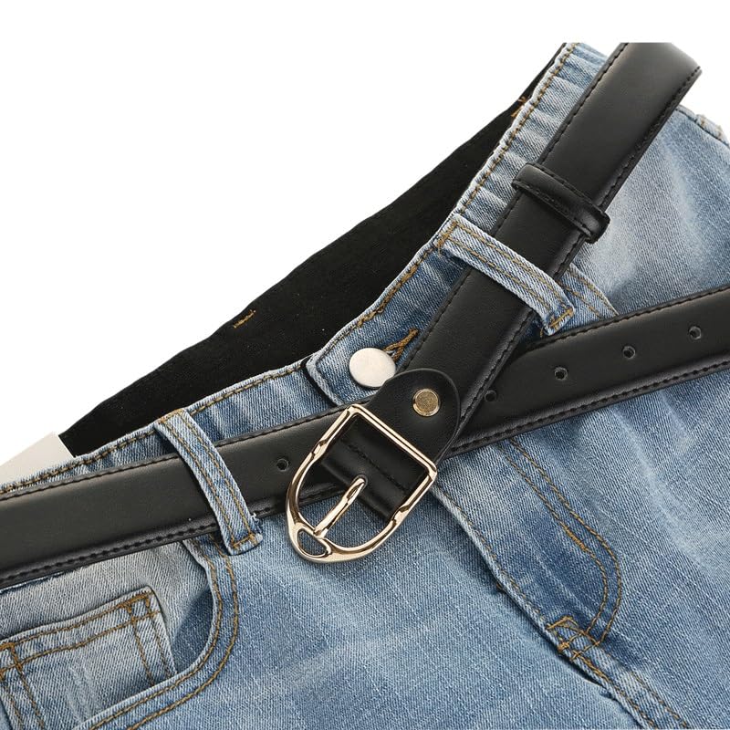 HBJWOV Women's Denim Belt Women's Decoration Suit Pants Belt Cowhide Belt Women's Versatility(White-Patch Five-Pointed star4)2