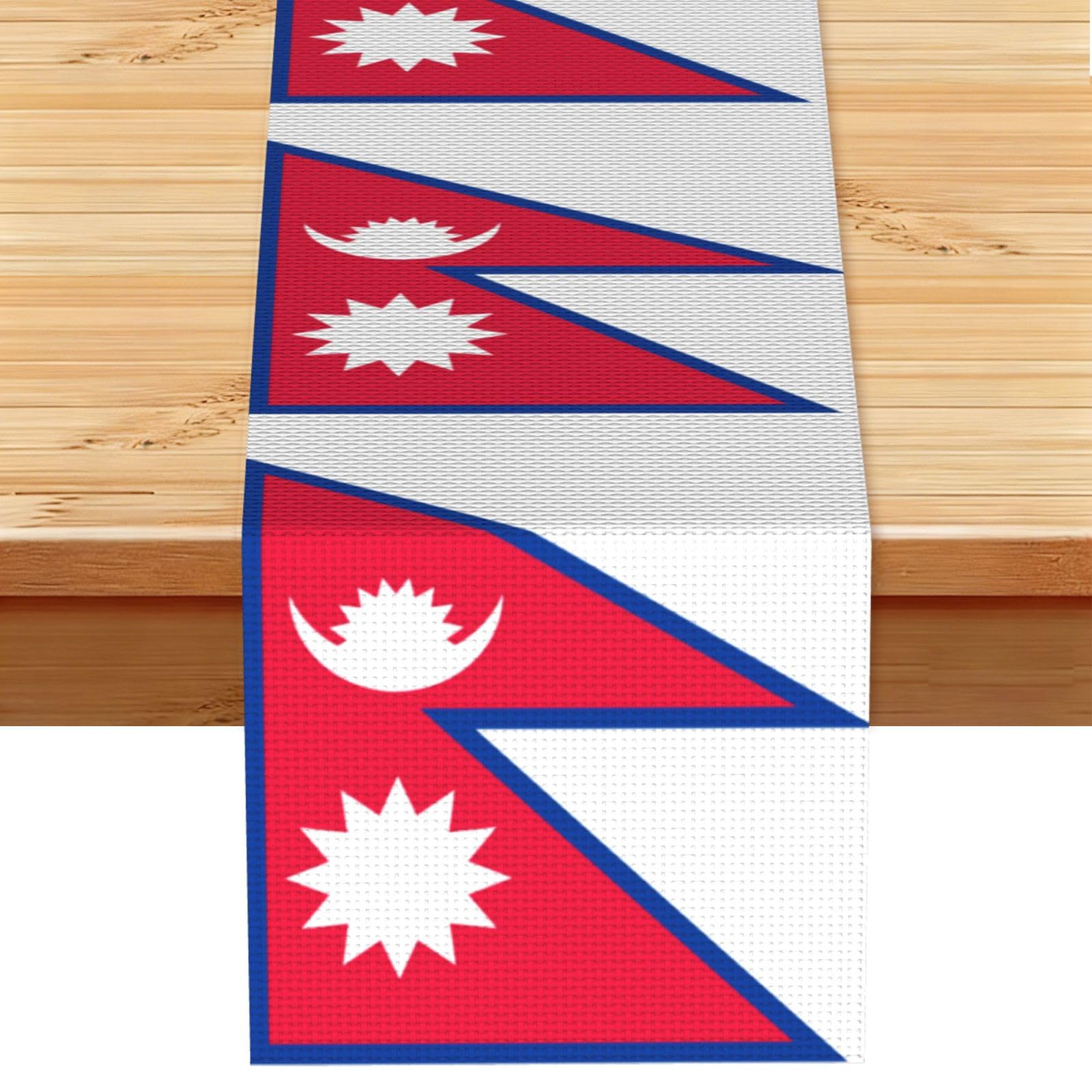 Flag of Nepal Table Runner 13x72 Inch Dining Decor