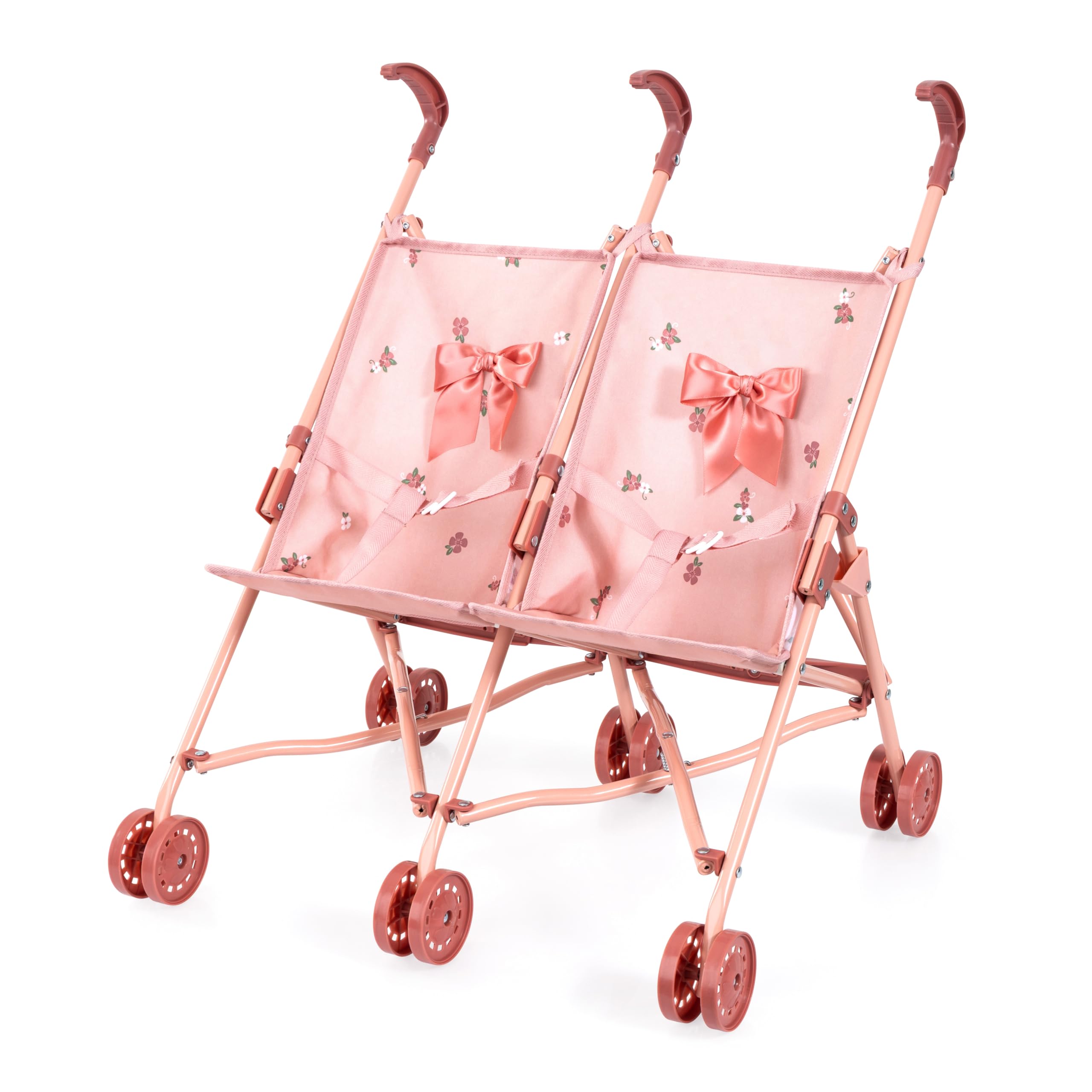Bayer Design 30726AA Zwillingspuppenbuggy, Puppenwagen faltbar, Doppelräder, aus Metall, für Puppen bis 46 cm