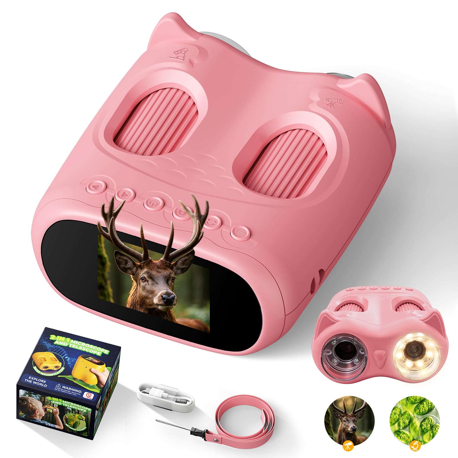 ARNSSIEN 2-in-1 Kids 1000x Microscope & Telescope, Science Kit for kids