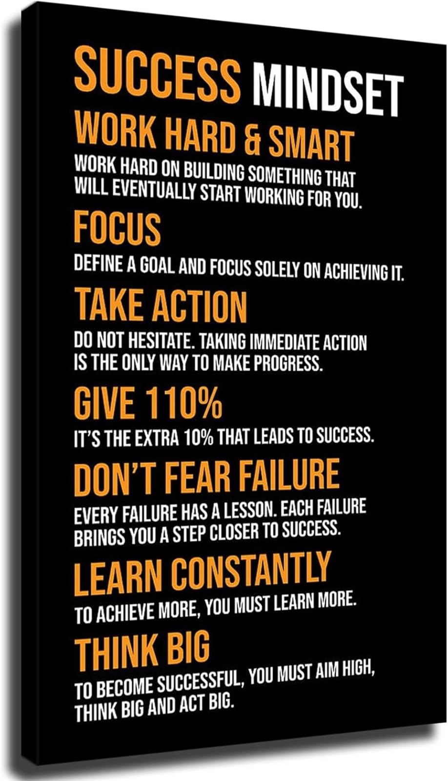 FNYUVNFAF Success Mindset Poster Set Work Hard Smart Quote Inspirational Wall-Art Motivational Decor for Office Home Unframed,08x12inch(20x30cm)